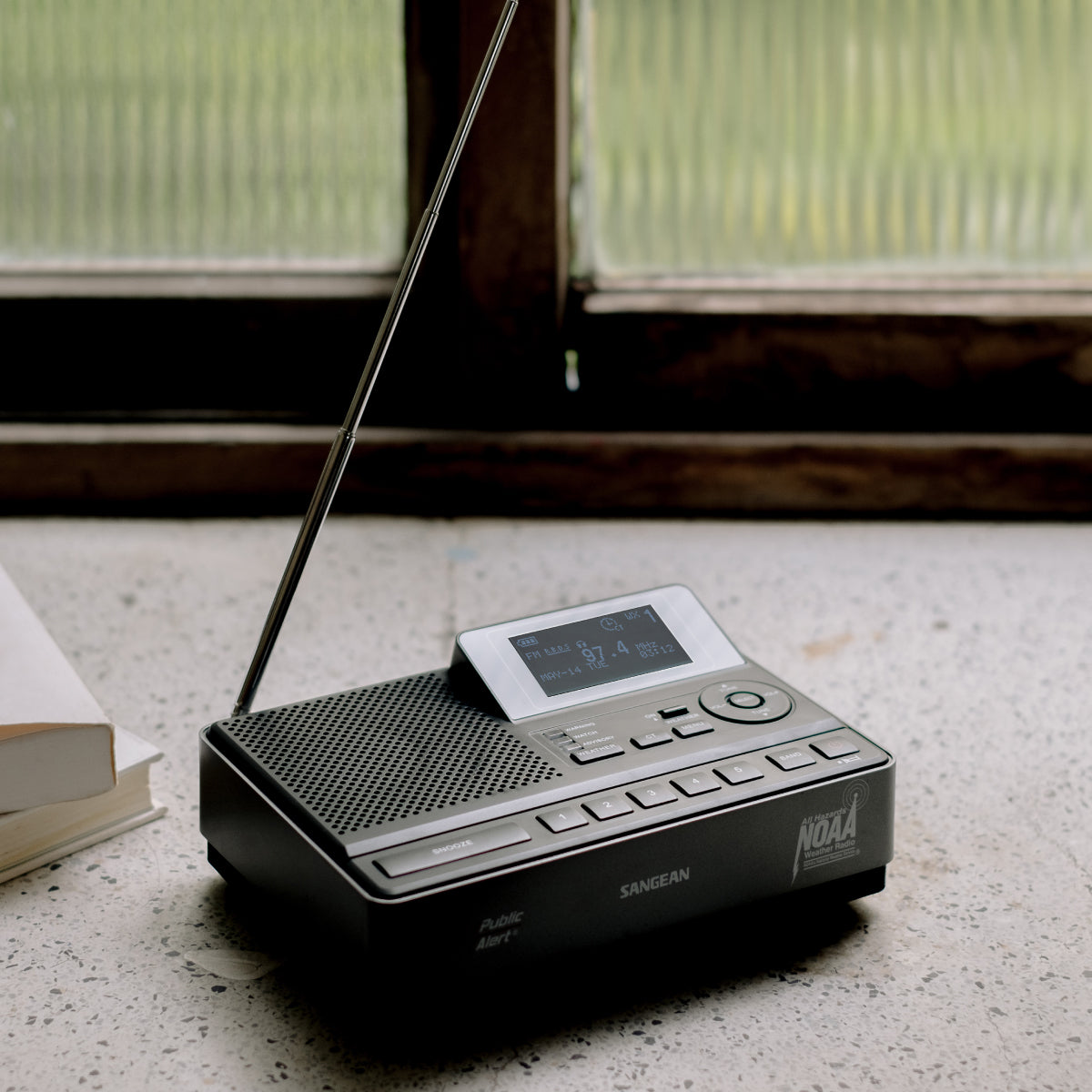 Sangean CL-100 S.A.M.E. Table-Top Weather Hazard Alert with AM / FM-RBDS Alarm Clock NOAA Radio