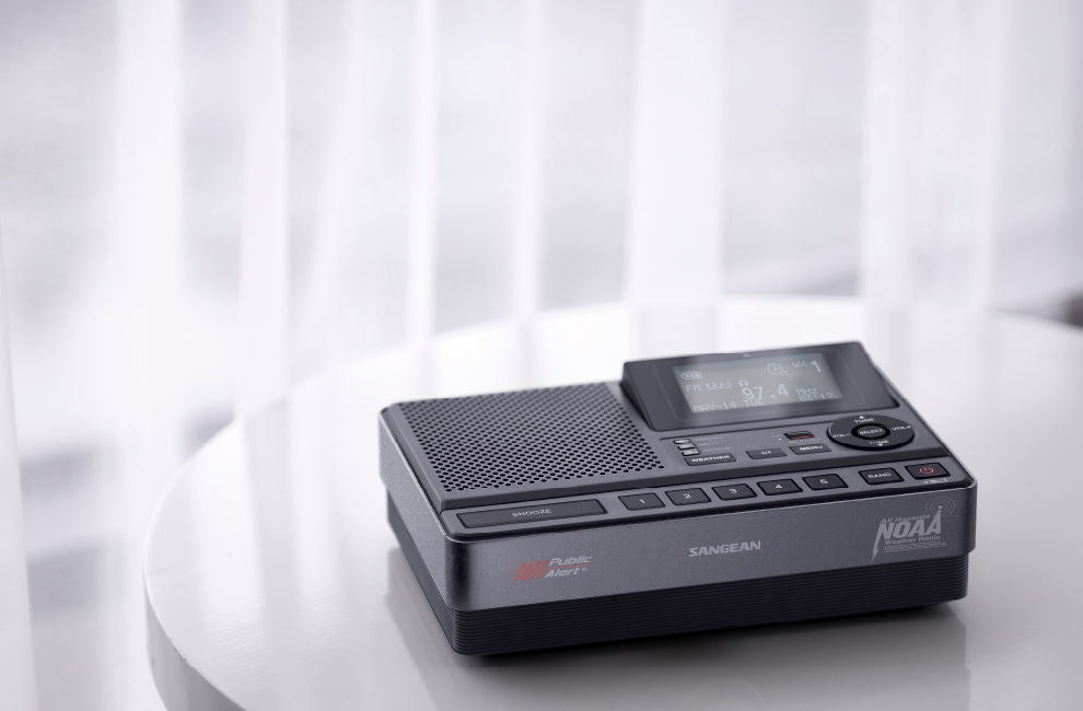 Sangean CL-100 S.A.M.E. Table-Top Weather Hazard Alert with AM / FM-RBDS Alarm Clock NOAA Radio