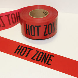 Harris Industries 3" X 1000' Red 4 mil Polyethylene BT Series Barricade Tape "HOT ZONE"