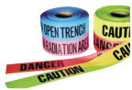 Harris Industries 3" X 500' Fluorescent Green 4 mil Polyethylene BT Series Barricade Tape "CAUTION CAUTION CAUTION"