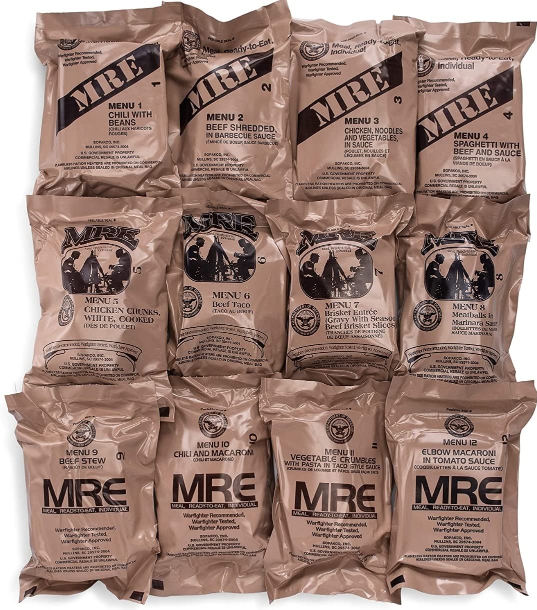 Genuine U.S. Military Surplus Ready to Eat Meals / MRE (12 Packs)