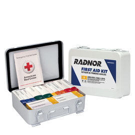 RADNOR™ White Metal Portable/Wall Mount 25 Person First Aid Kit