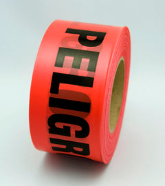 RADNOR™ 3" X 1000' Red 1.5 mil Polyethylene PrimeGuard® Barricade Tape "DANGER PELIGRO"