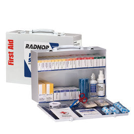RADNOR™ White Metal Portable Or Wall Mount 75 - 100 Person First Aid Cabinet