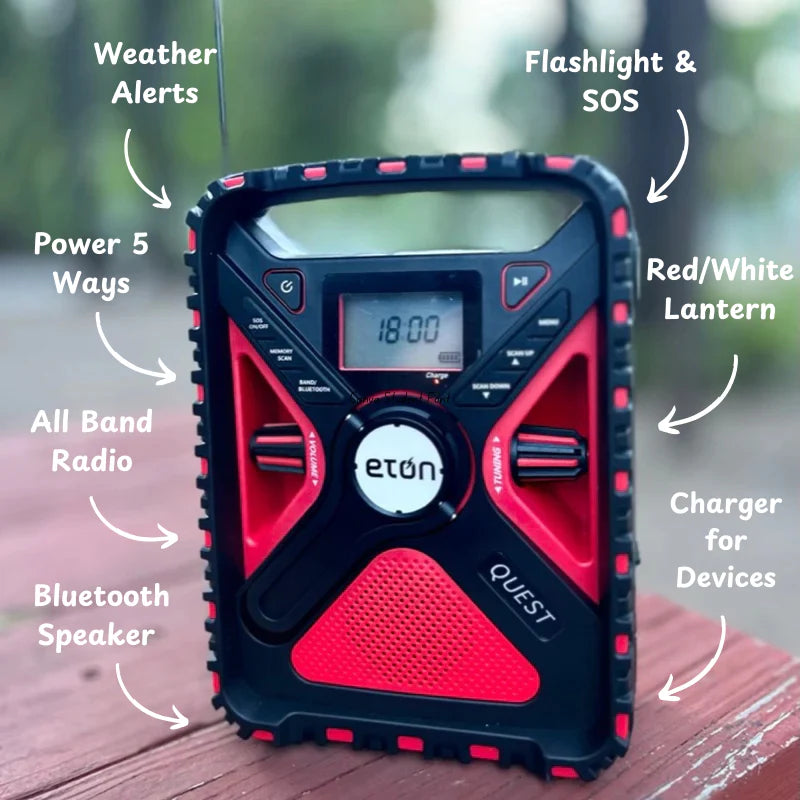 ETON - Quest | Solar Powered NOAA Weather Radio & Emergency Flashlight