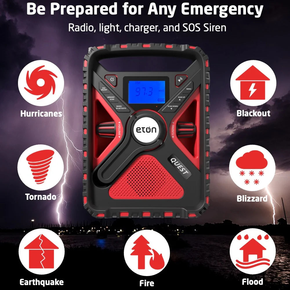 ETON - Quest | Solar Powered NOAA Weather Radio & Emergency Flashlight