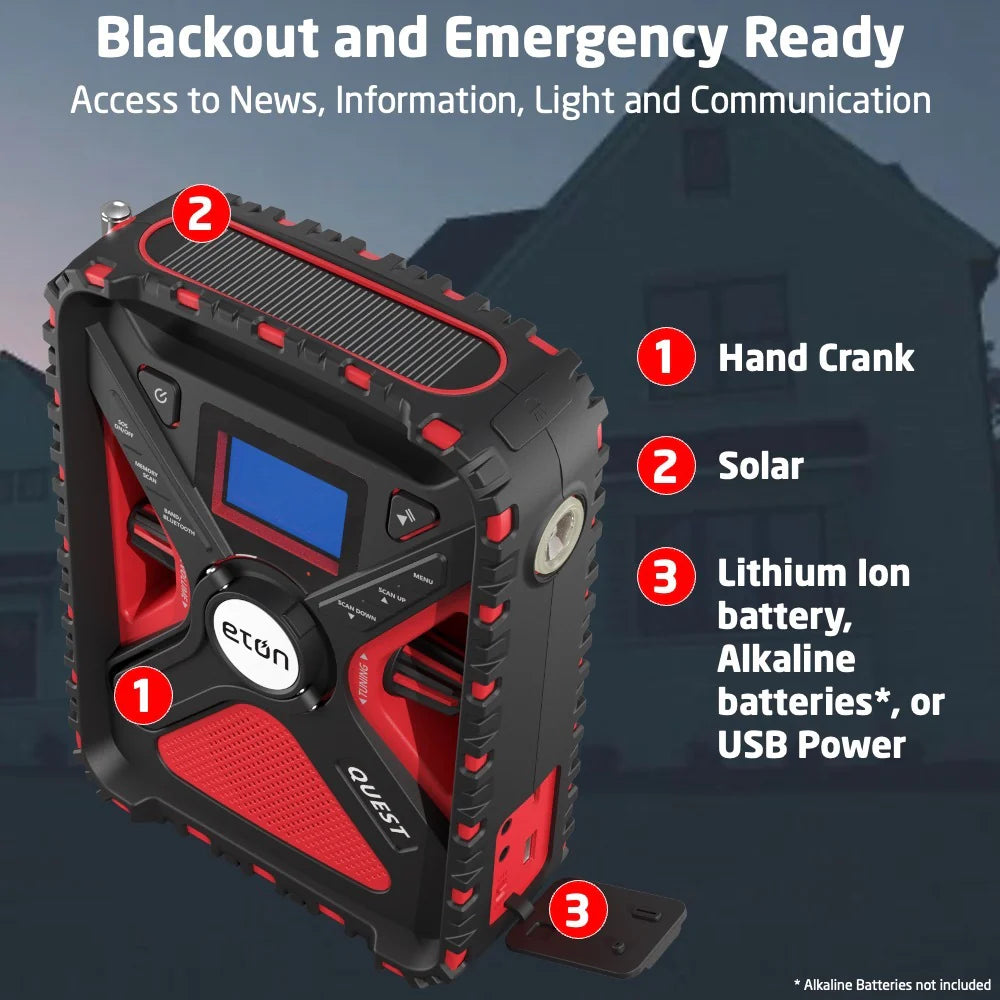 ETON - Quest | Solar Powered NOAA Weather Radio & Emergency Flashlight