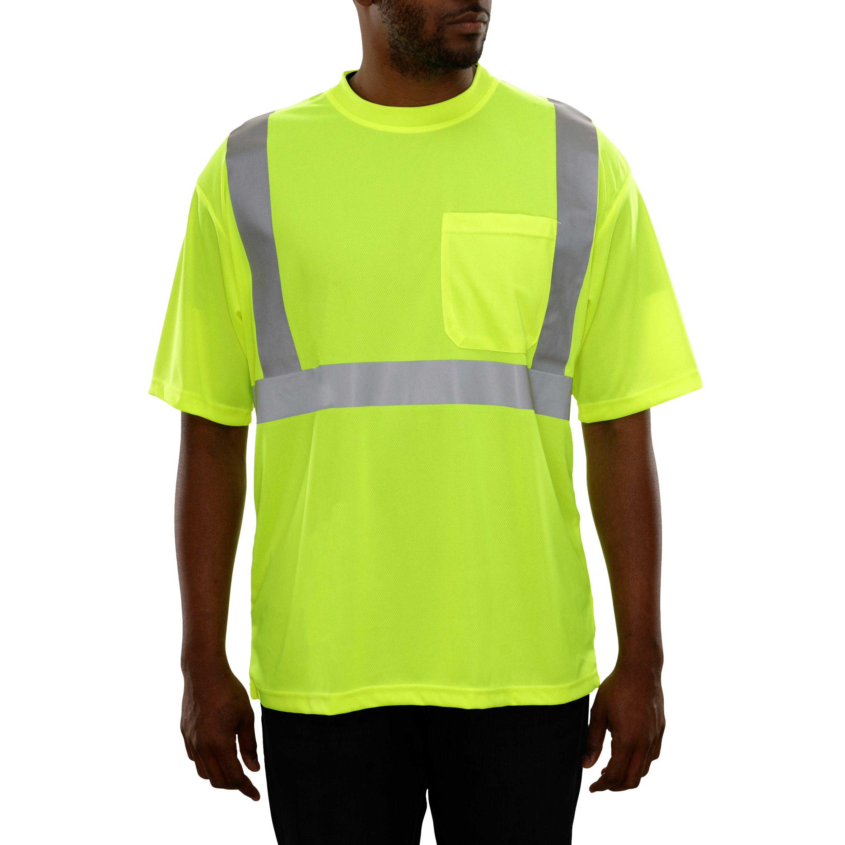 Reflective Apparel High Visibility Safety Pocket Shirt Lime Birdseye