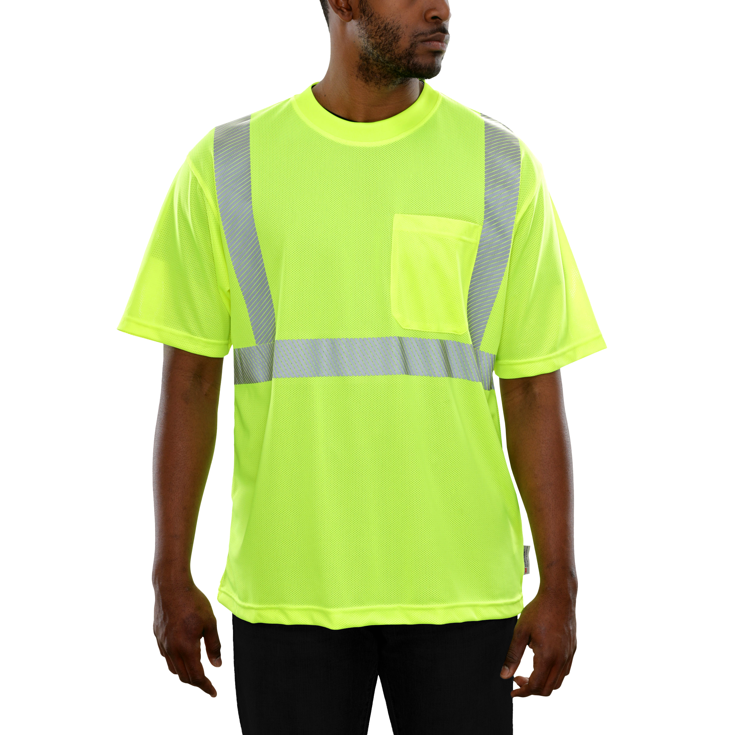 Reflective Apparel High Visibility Pocket Shirt Lime Micromesh Comfort Trim by 3M
