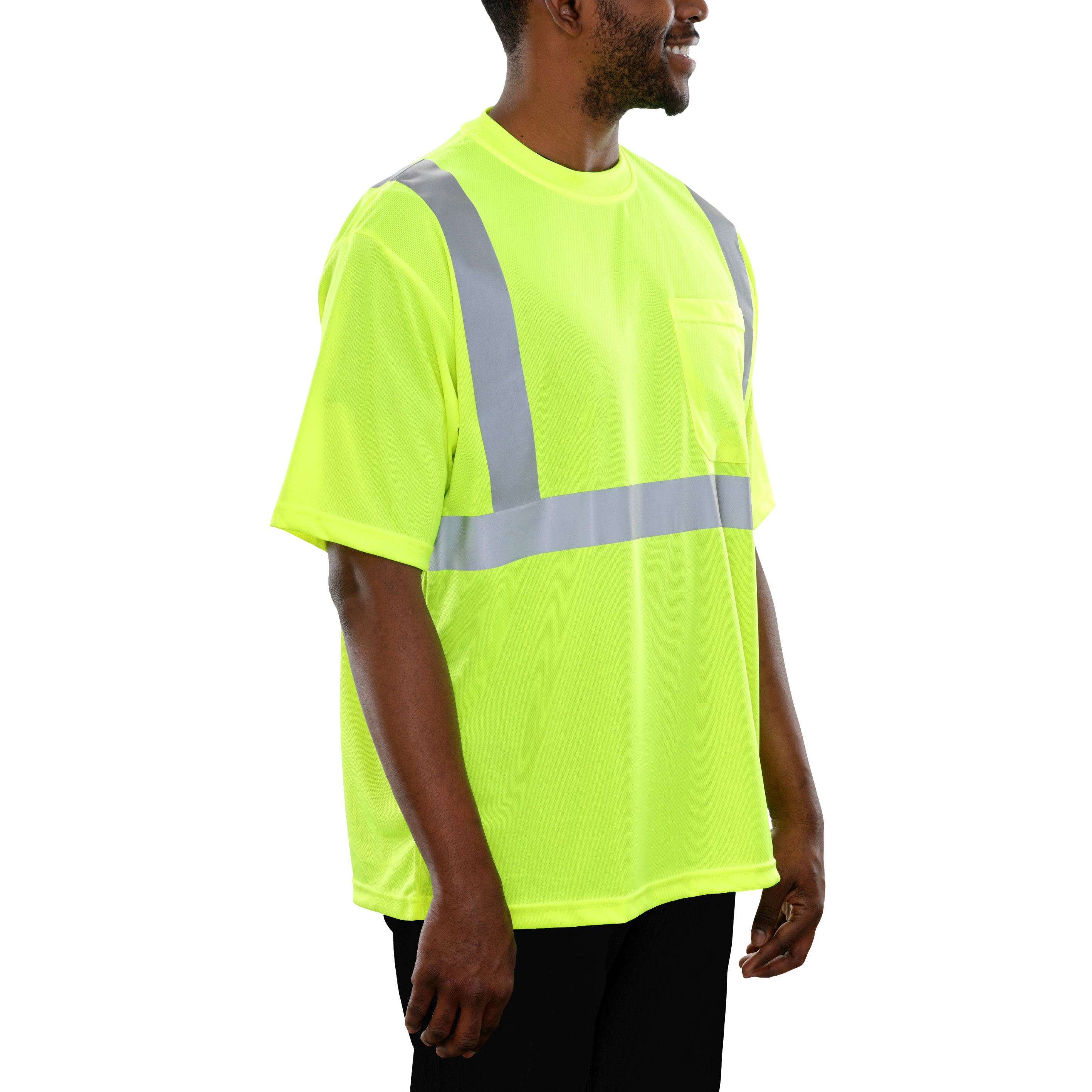 Reflective Apparel High Visibility Safety Pocket Shirt Lime Birdseye