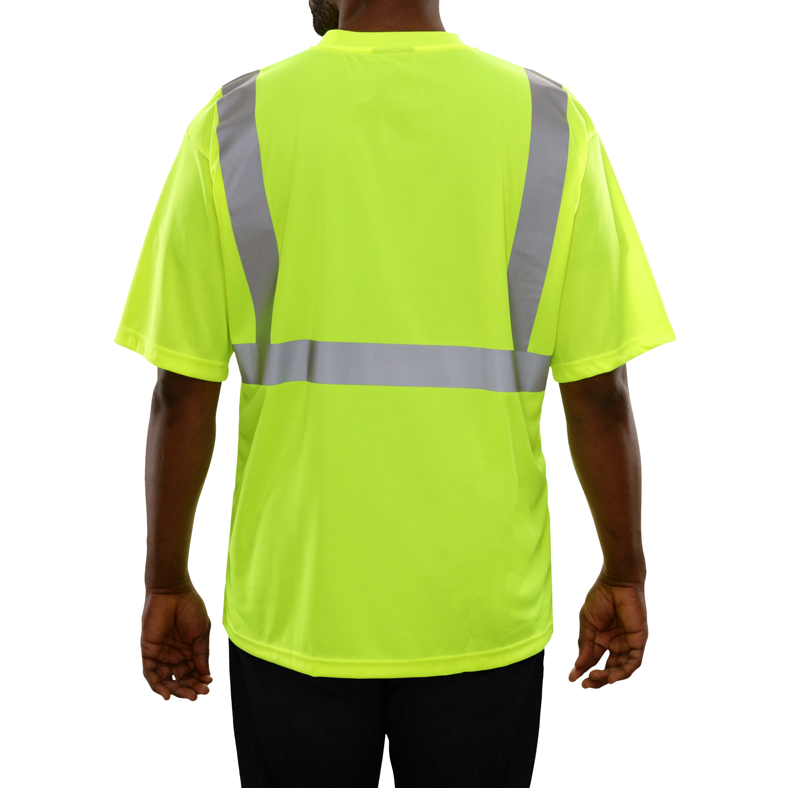 Reflective Apparel High Visibility Safety Pocket Shirt Lime Birdseye