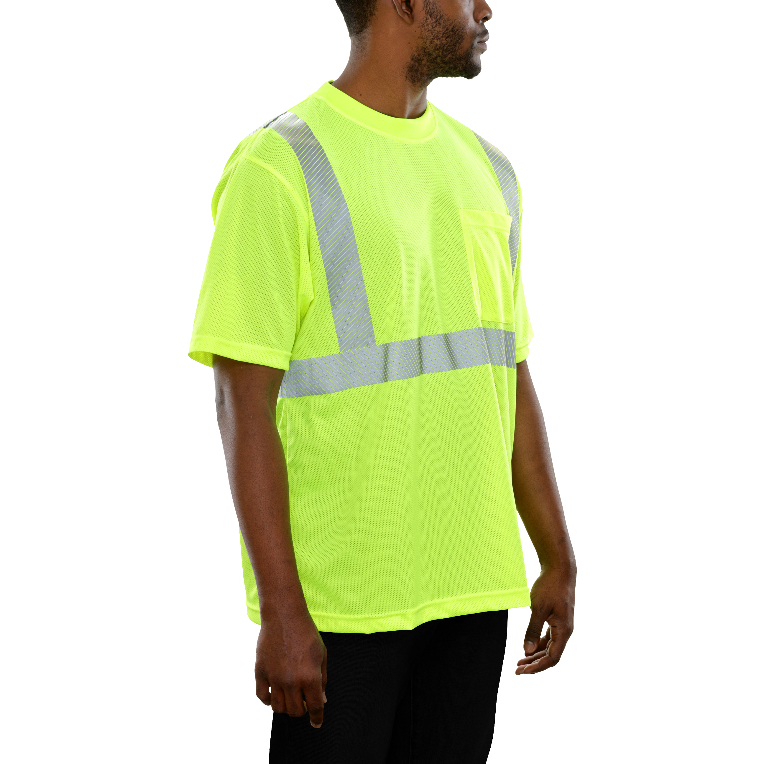 Reflective Apparel High Visibility Pocket Shirt Lime Micromesh Comfort Trim by 3M