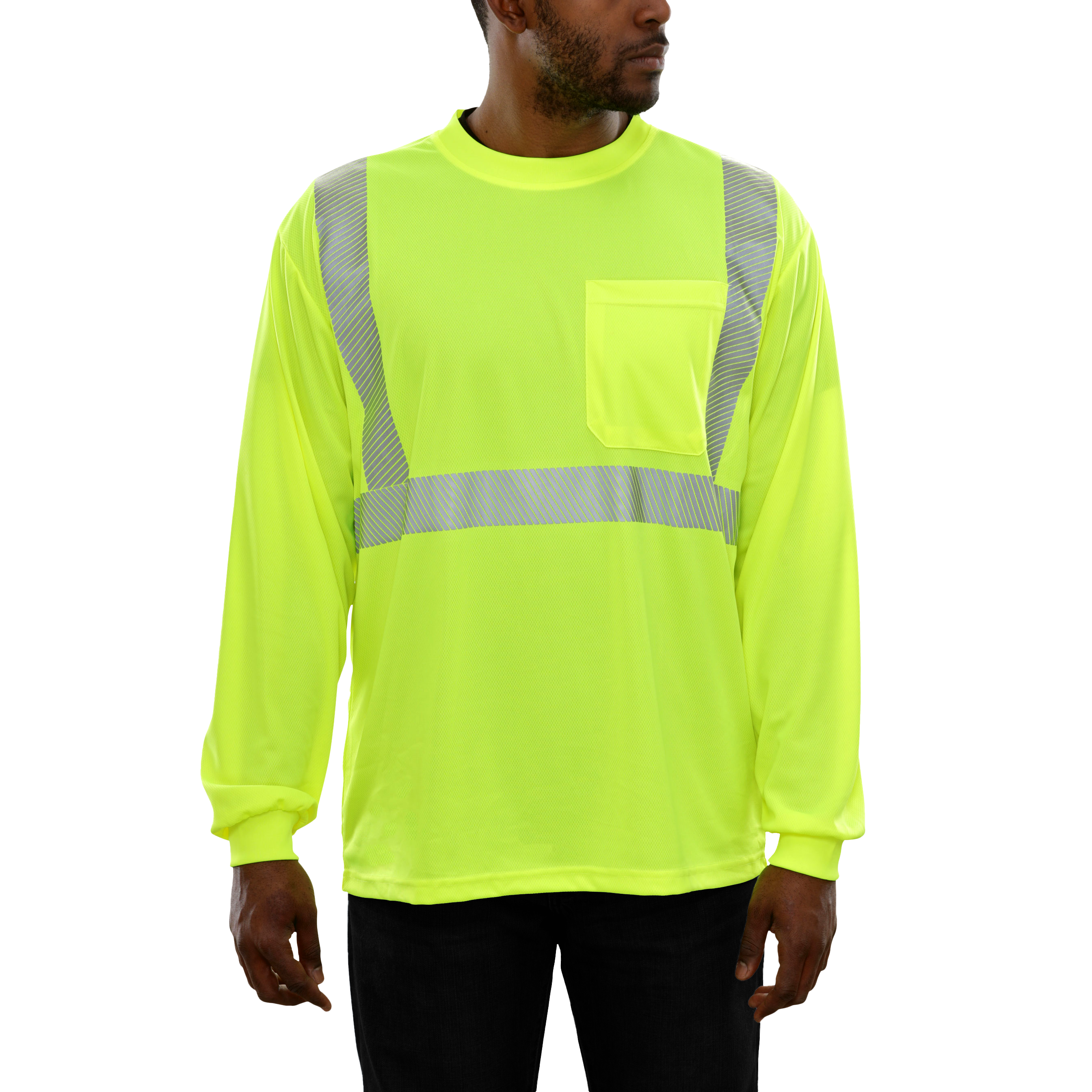Safety Shirt Hi Vis Pocket Shirt LS Lime Birdseye Comfort Trim by 3M