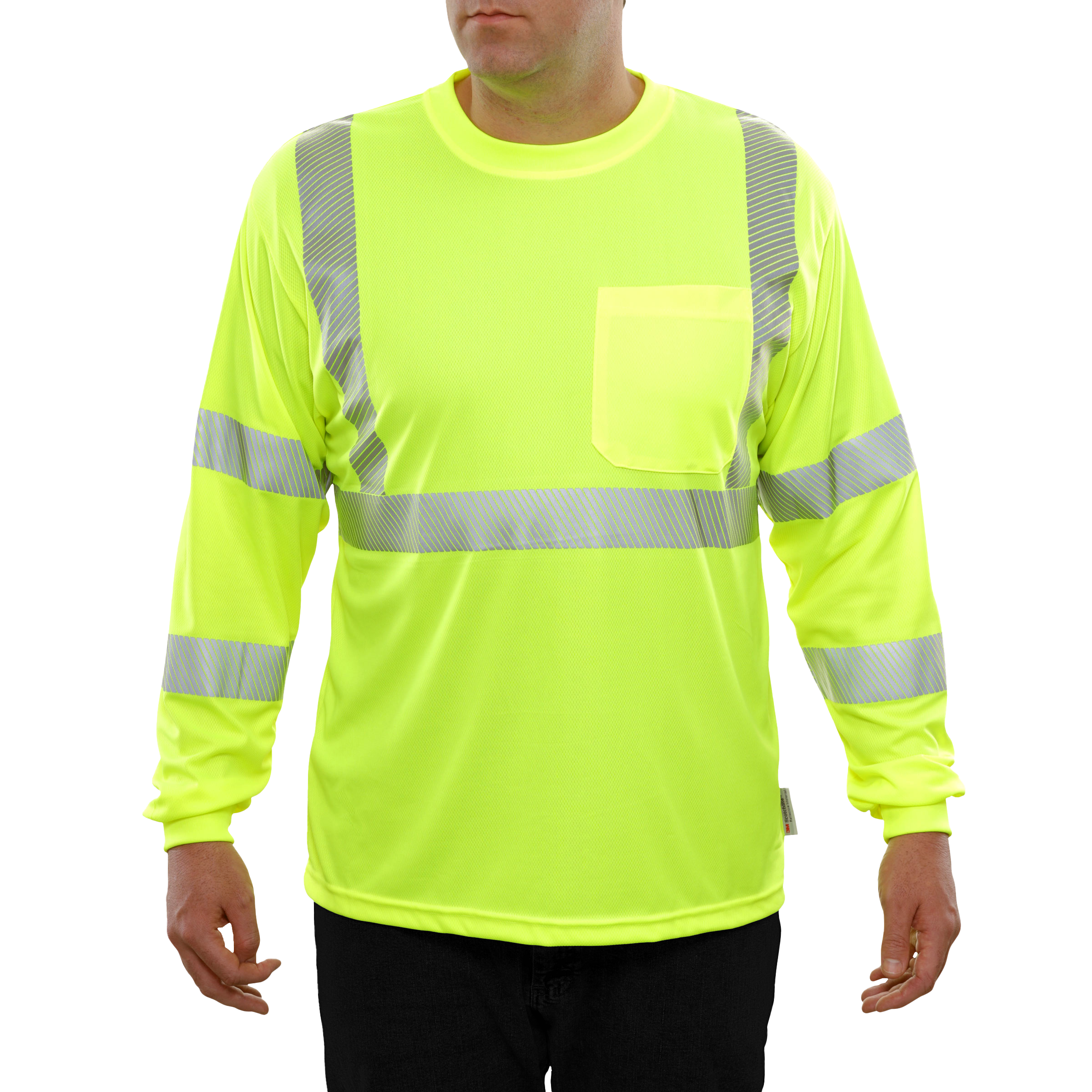 Reflective Apparel High Visibility Long Sleeve Shirt Lime Birdseye Comfort Trim by 3M