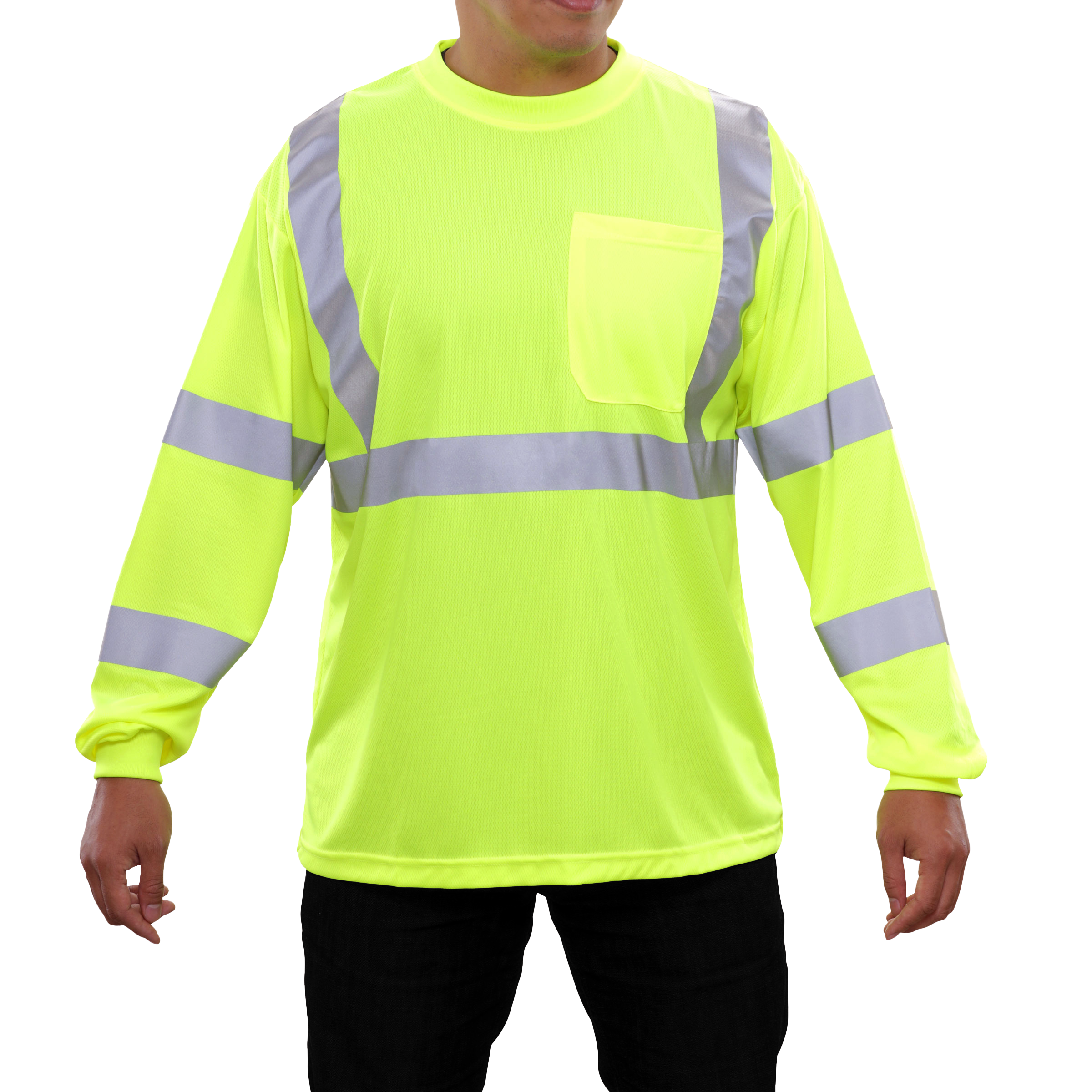 Reflective Apparel High Visibility Long Sleeve Shirt Lime Birdseye ANSI