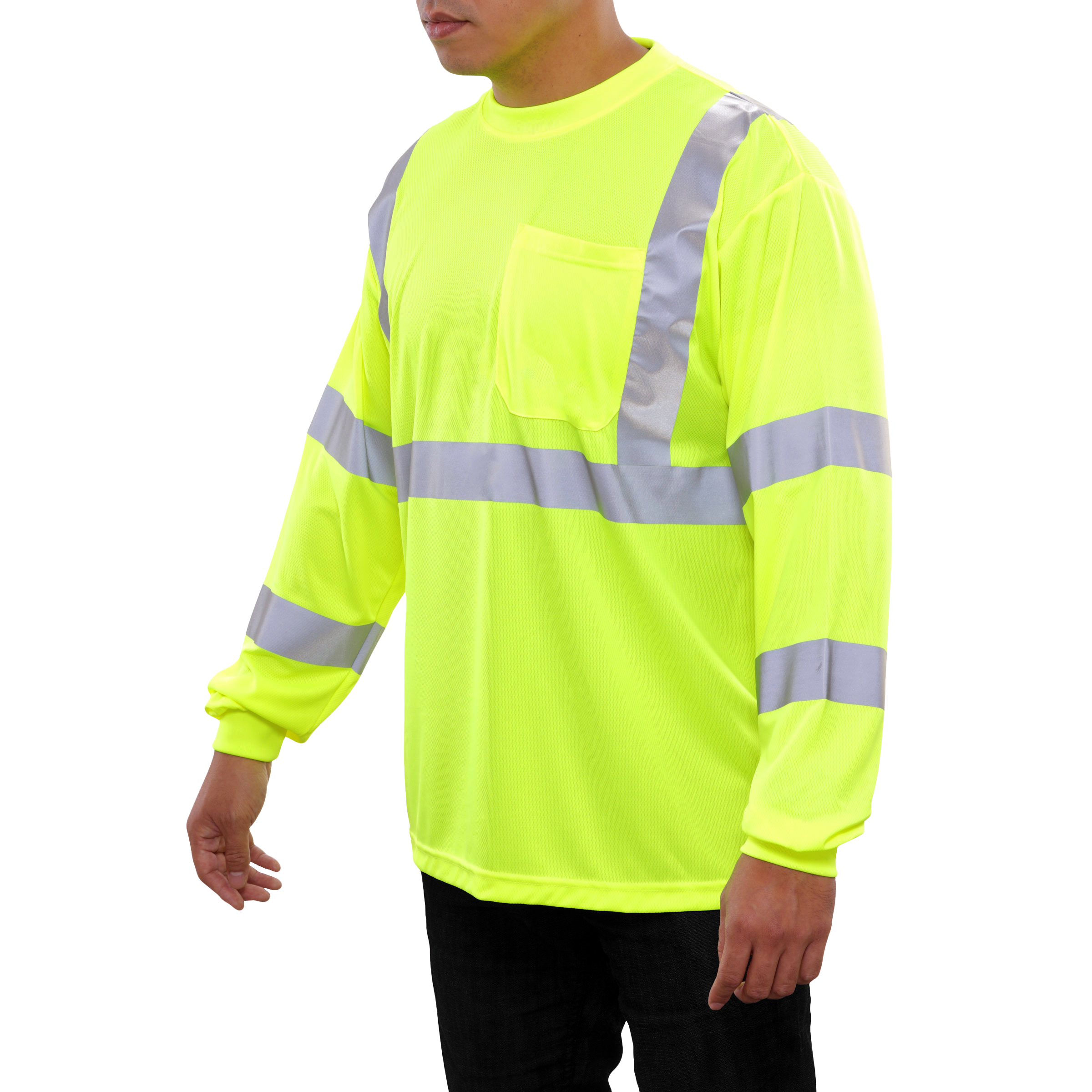 Reflective Apparel High Visibility Long Sleeve Shirt Lime Birdseye ANSI