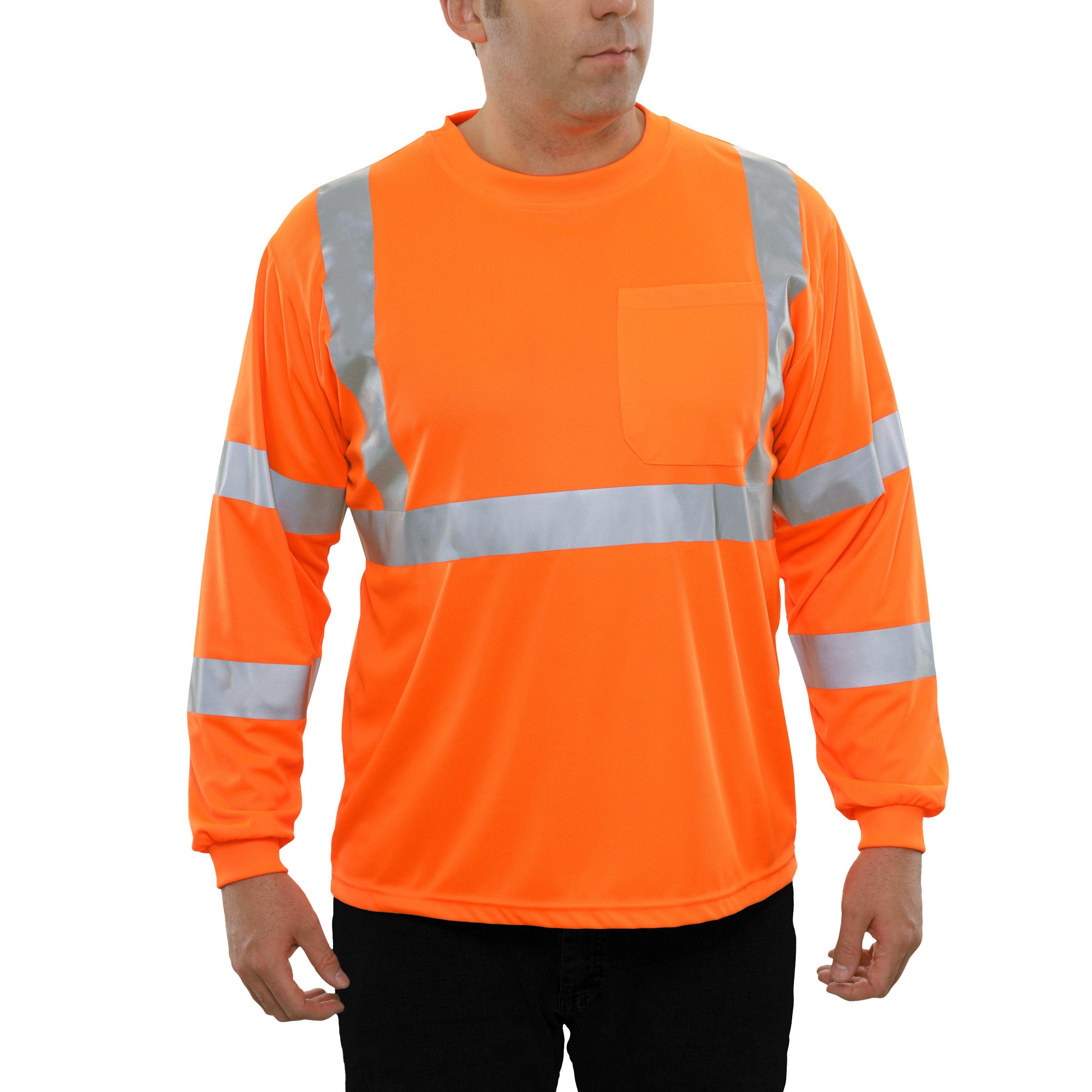 Reflective Apparel High Visibility Long Sleeve Shirt Orange Birdseye ANSI 3