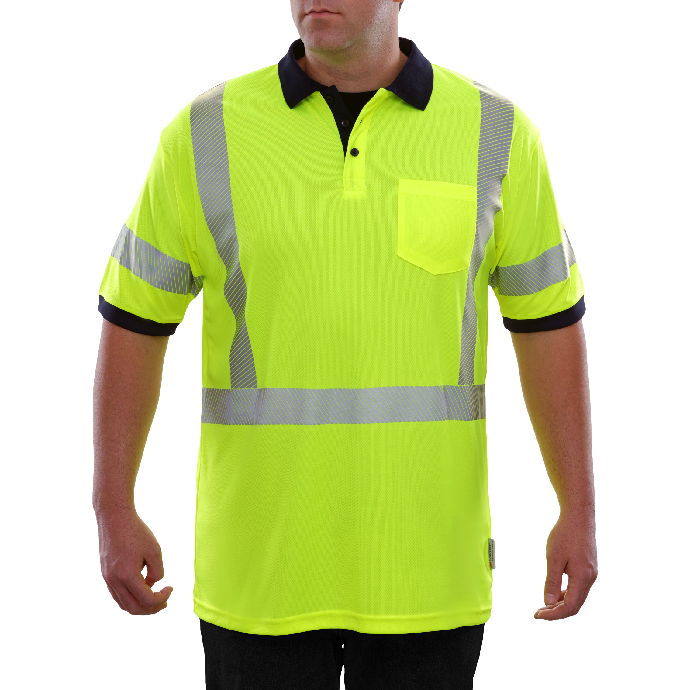 Reflective Apparel High Visibility Polo Shirt Lime-Navy Birdseye Comfort Trim by 3M