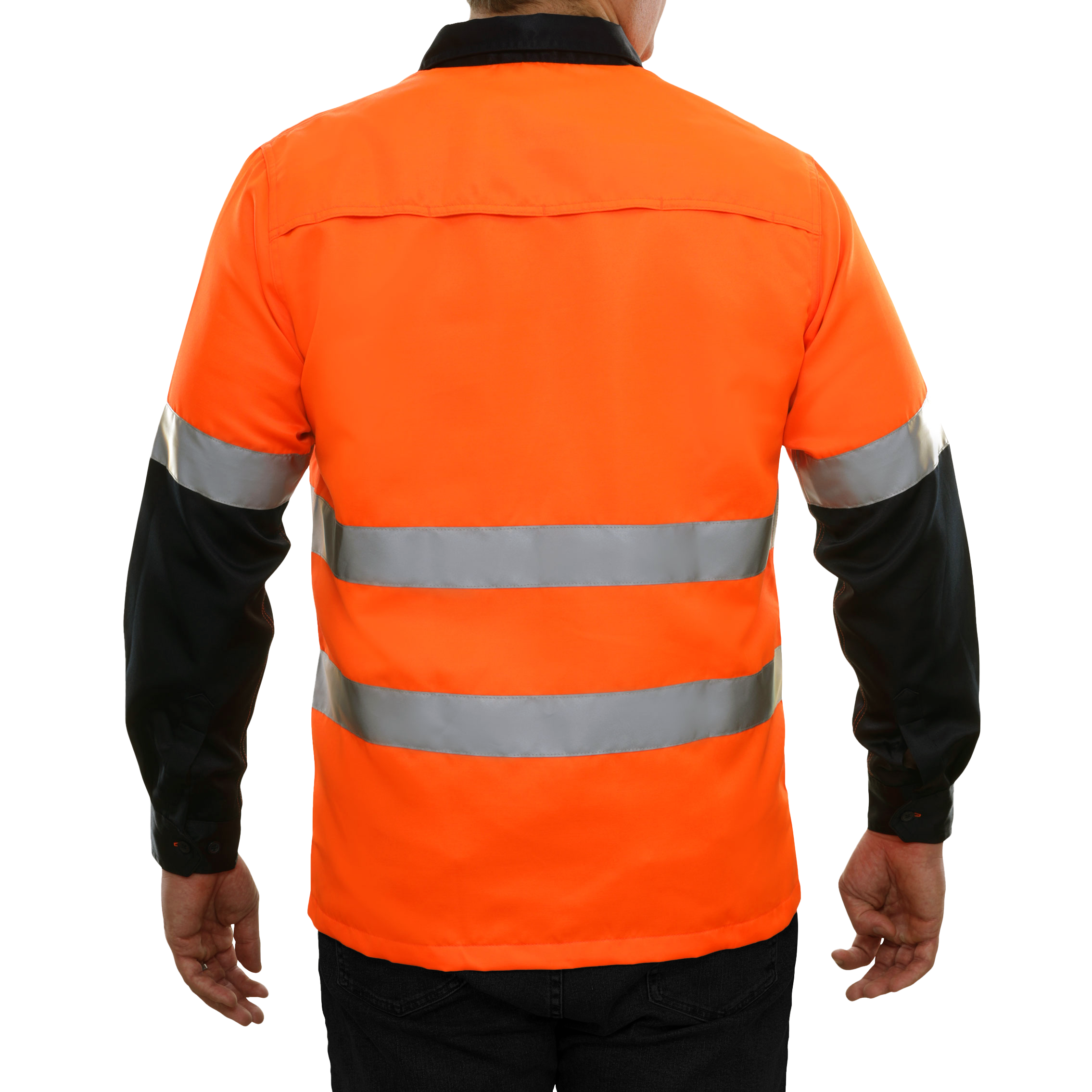Reflective Apparel High Visibility Work Shirt Button Down Orange-Navy 2-Tone