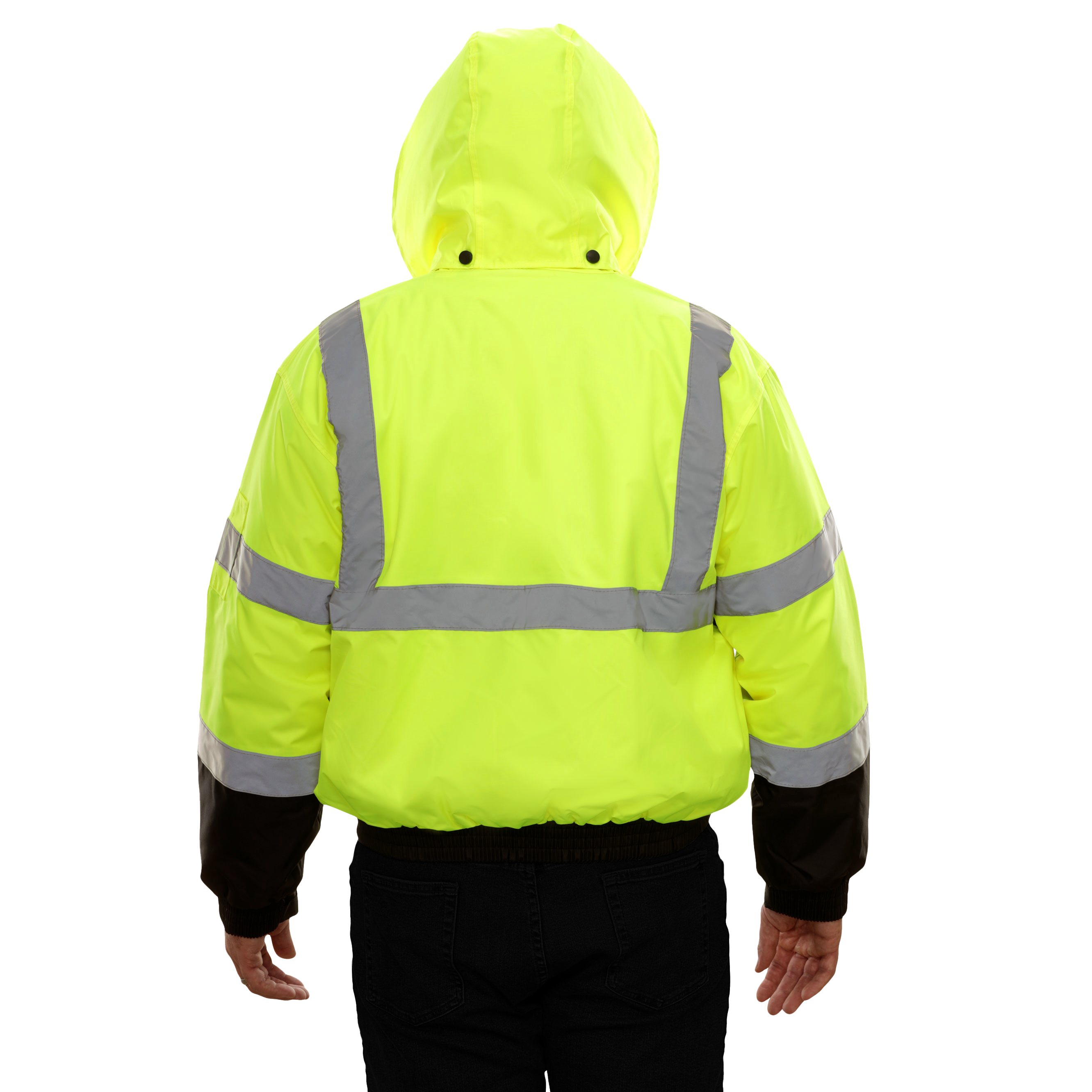 Safety Jacke Hi Vis Bomber Adjustable Hood Waterproof