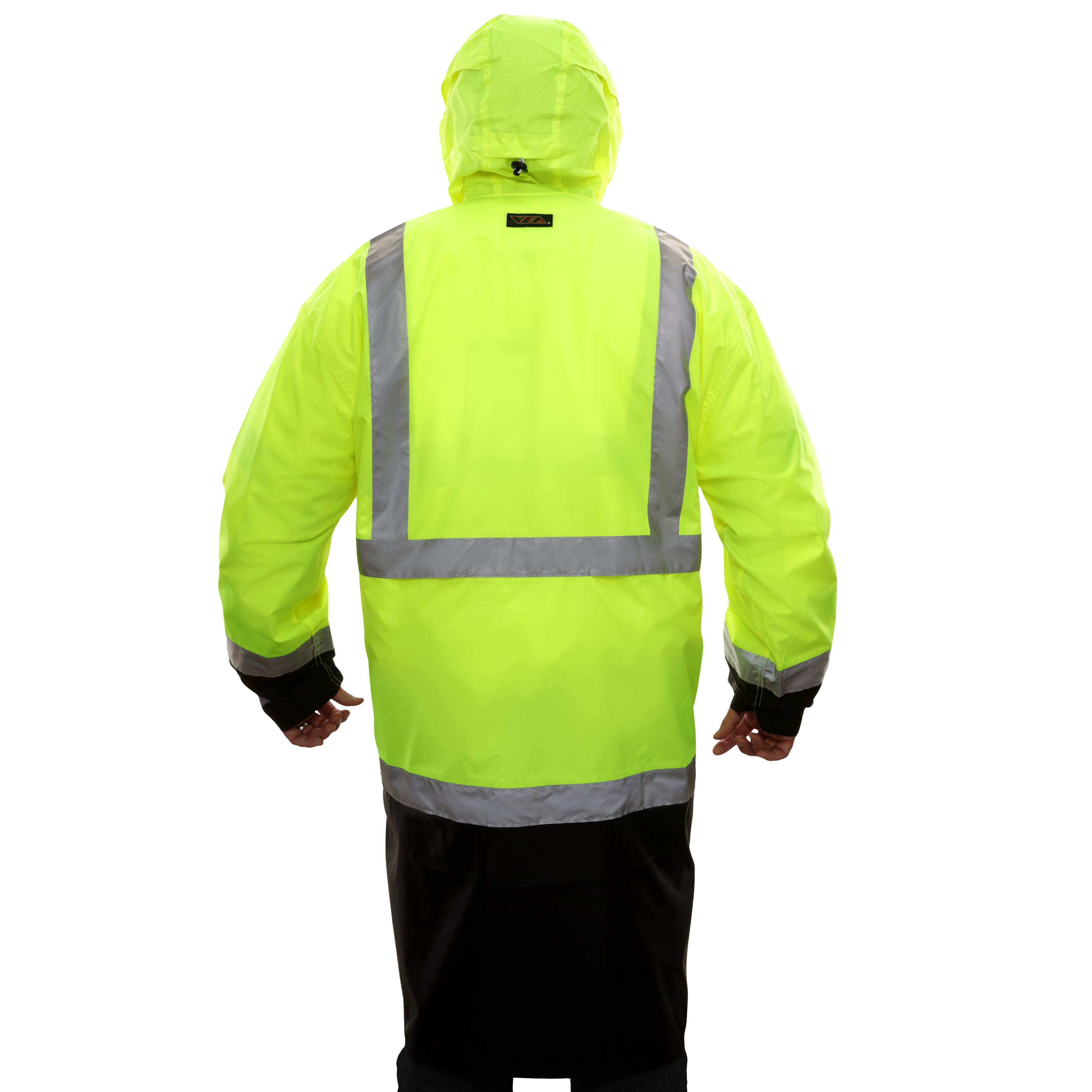 Safety Rain Trench Lightweight Waterproof Hi Vis 2-Tone Adjustable Hood