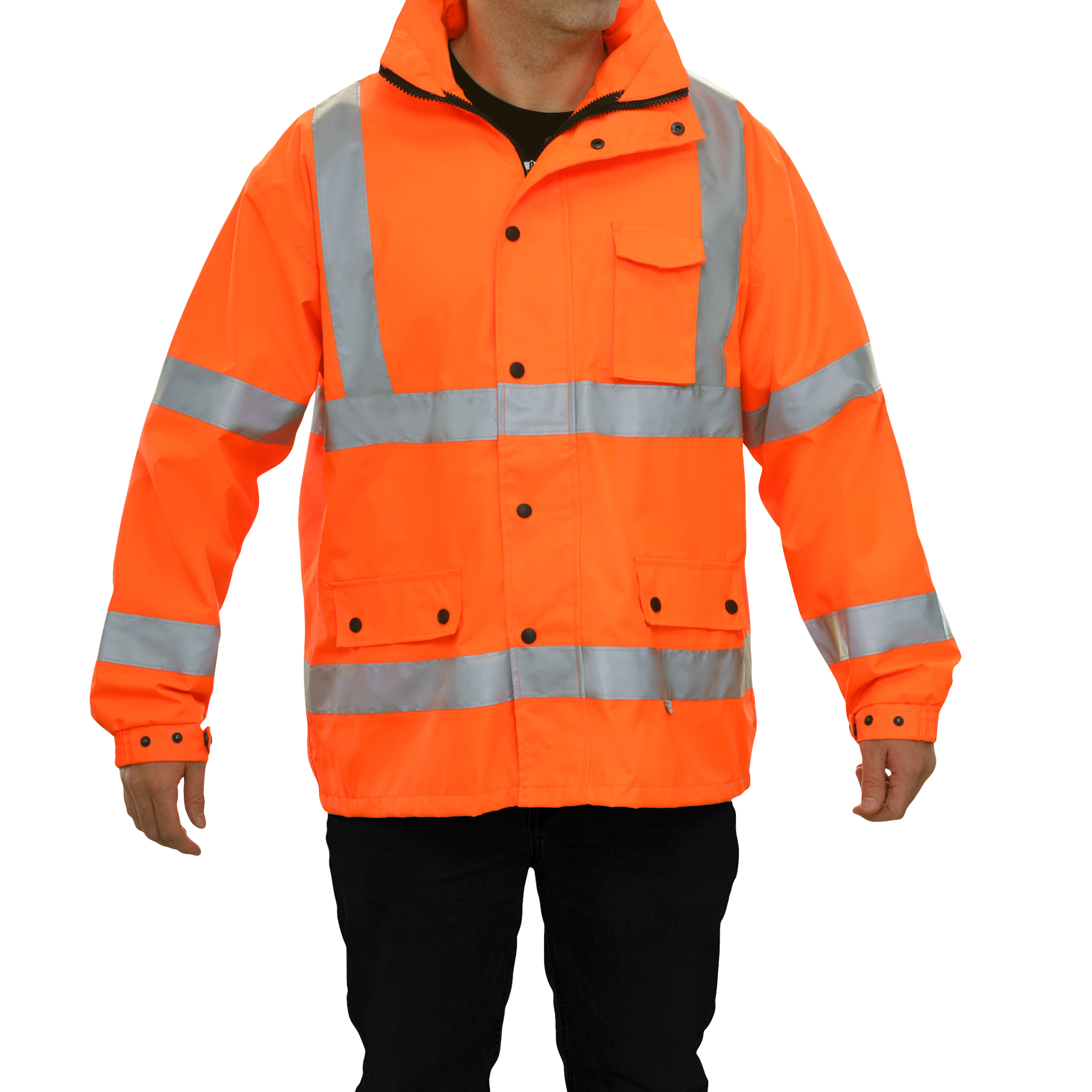 Safety Jacket Hi Vis Parka Breathable Waterproof Hooded Orange