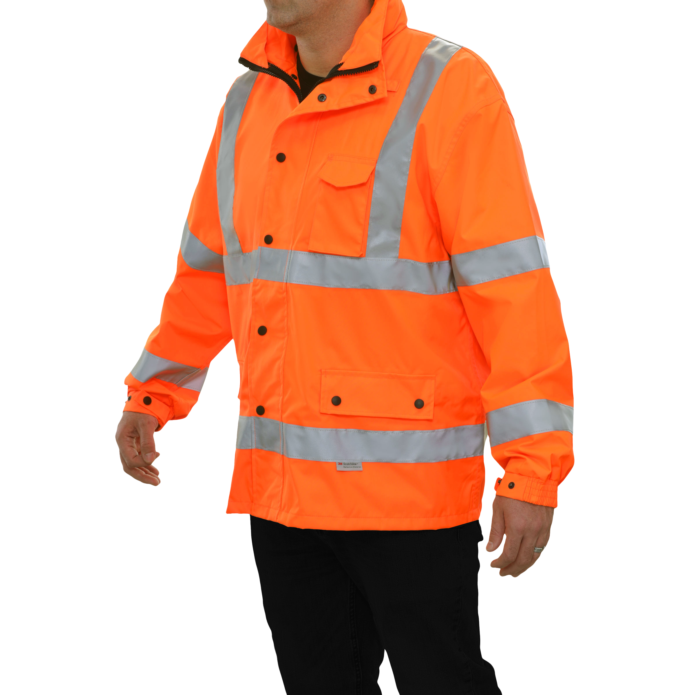 Safety Jacket Hi Vis Parka Breathable Waterproof Hooded Orange
