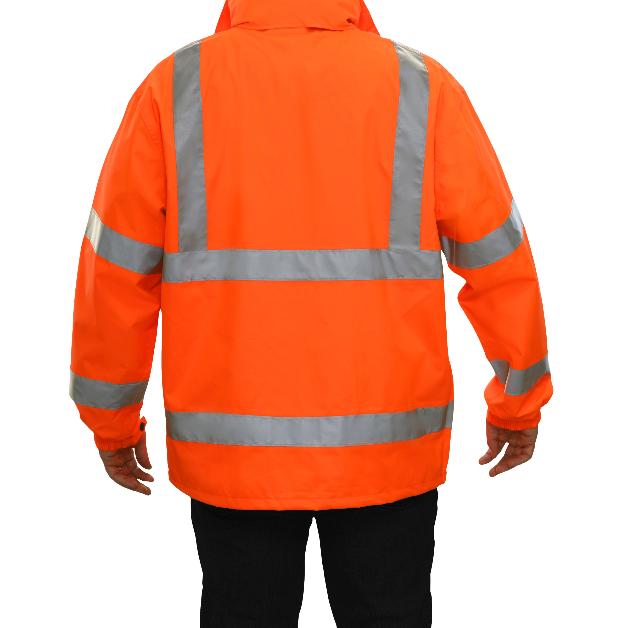 Safety Jacket Hi Vis Parka Breathable Waterproof Hooded Orange