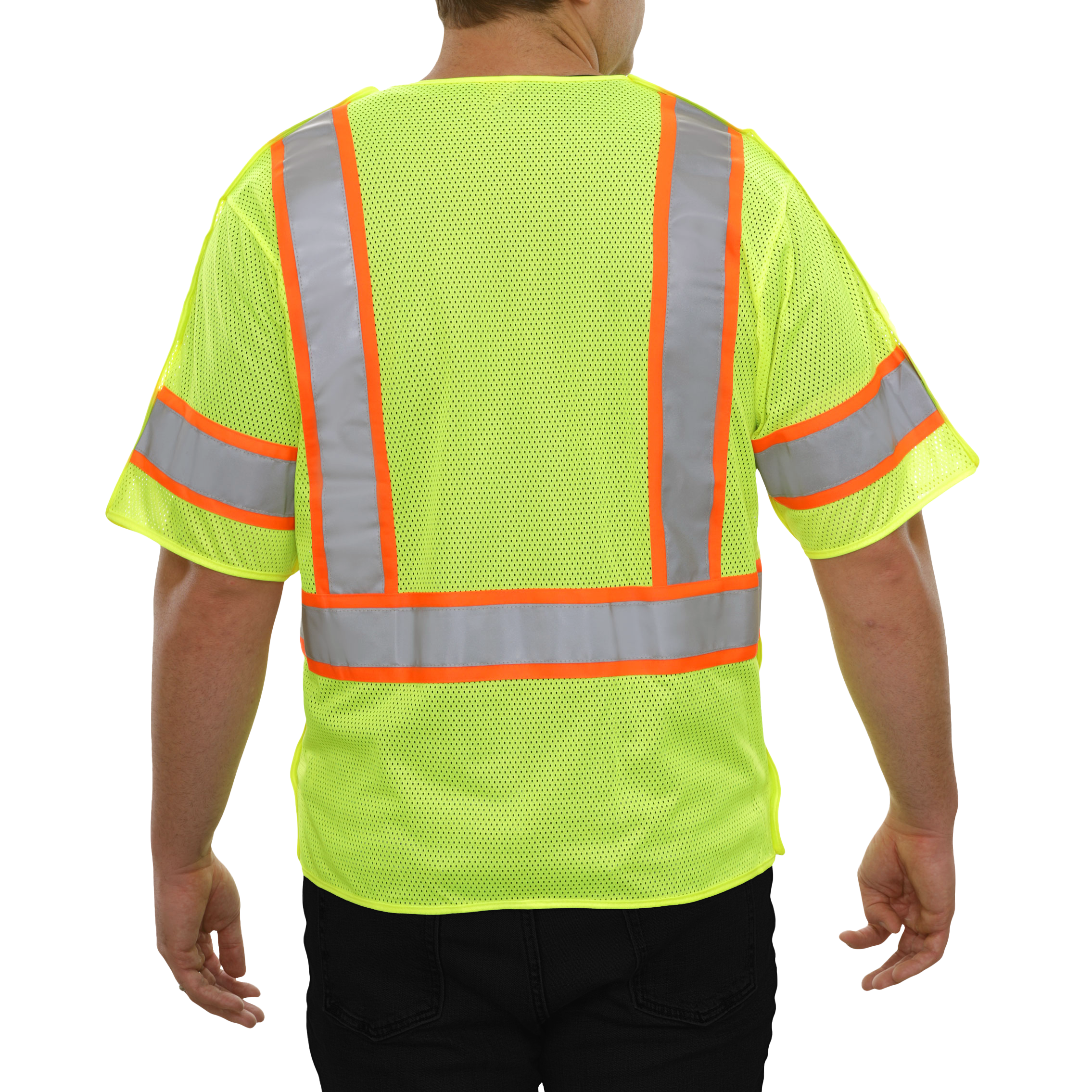 Safety Vest Hi Vis Vest 5pt Breakaway Zip Mesh ANSI 3