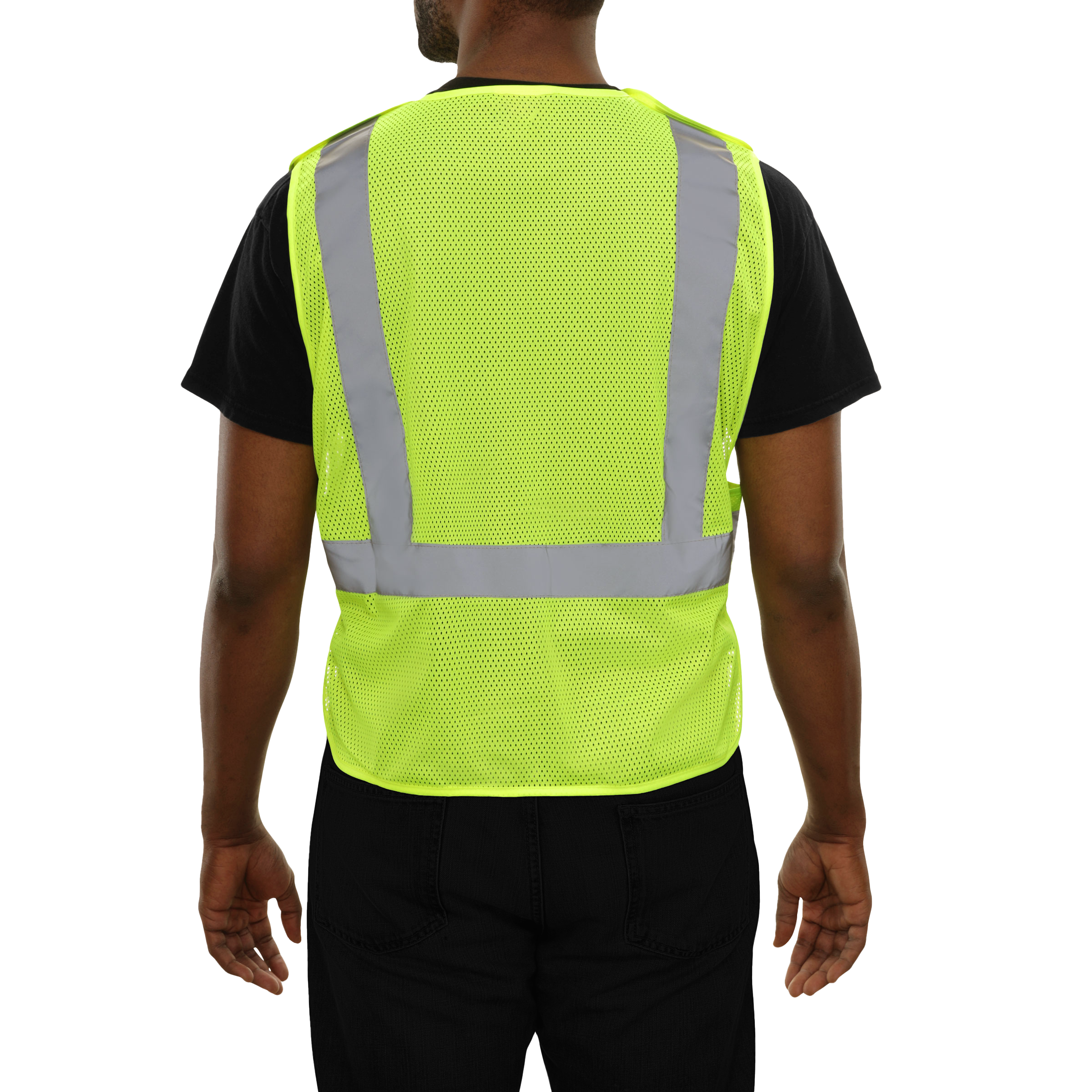Economy Safety Vest Hi Vis Adj Side Wraps 5pt Breakaway Mesh ANSI 2
