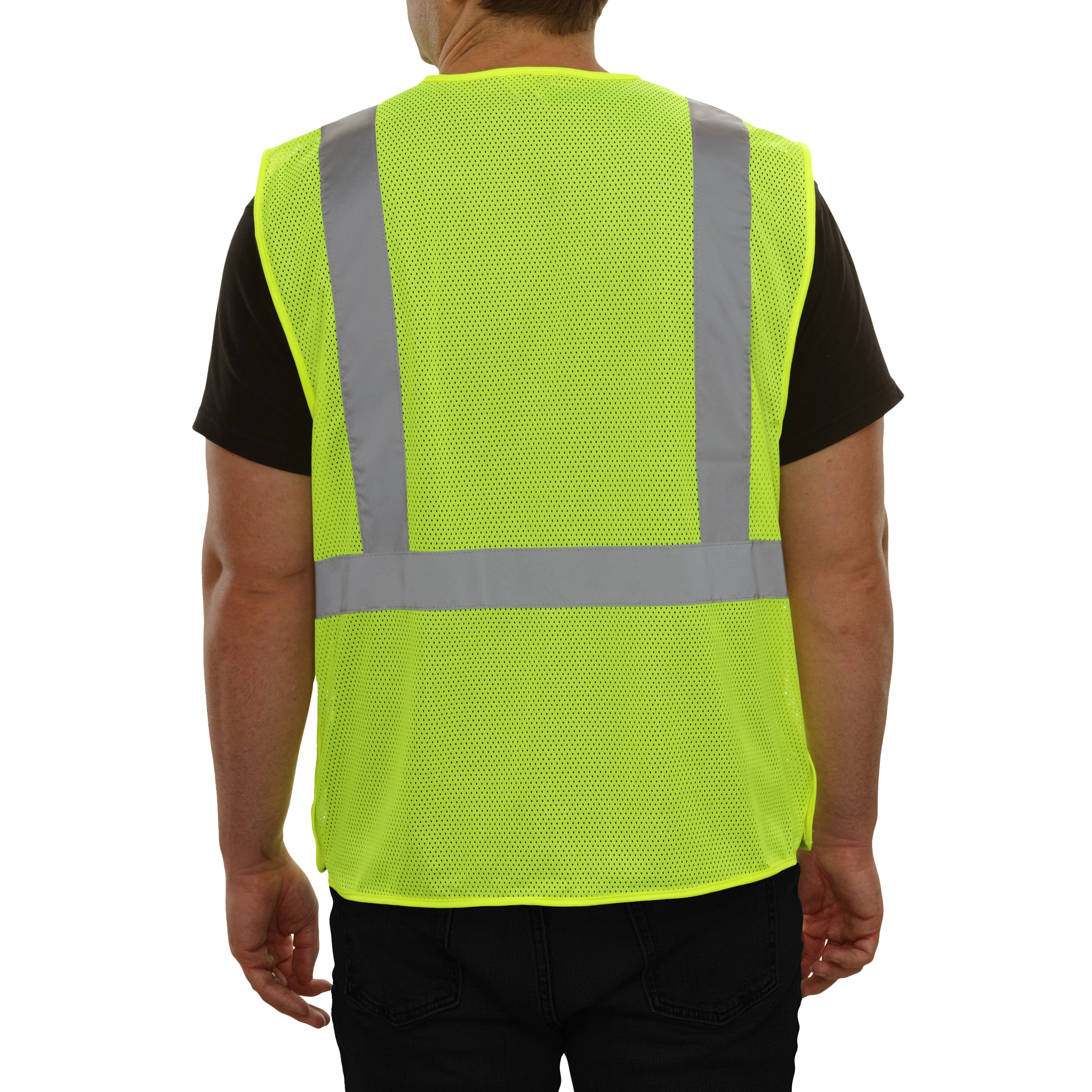 Economy Safety Vest Hi Vis Vest 5pt Breakaway Mesh Yellow-Green ANSI 2