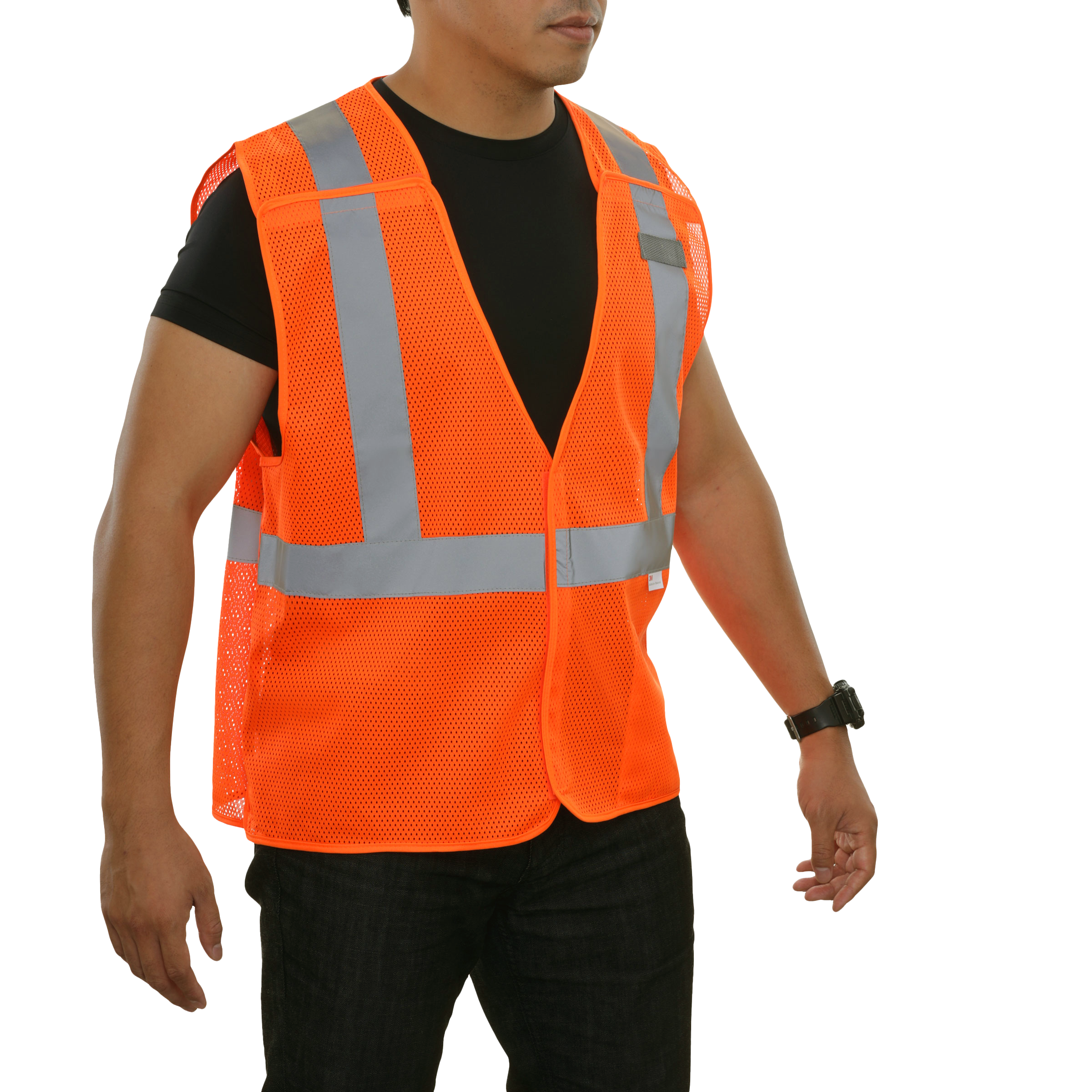Economy Safety Vest Hi Vis Vest 5pt Breakaway Mesh Red-Orange ANSI 2