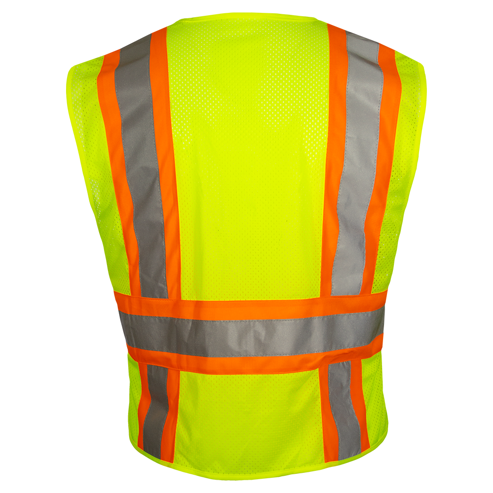 Safety Vest Hi Vis Mesh DOT Contrasting Trim in Orange Adj Side Wraps ANSI 2