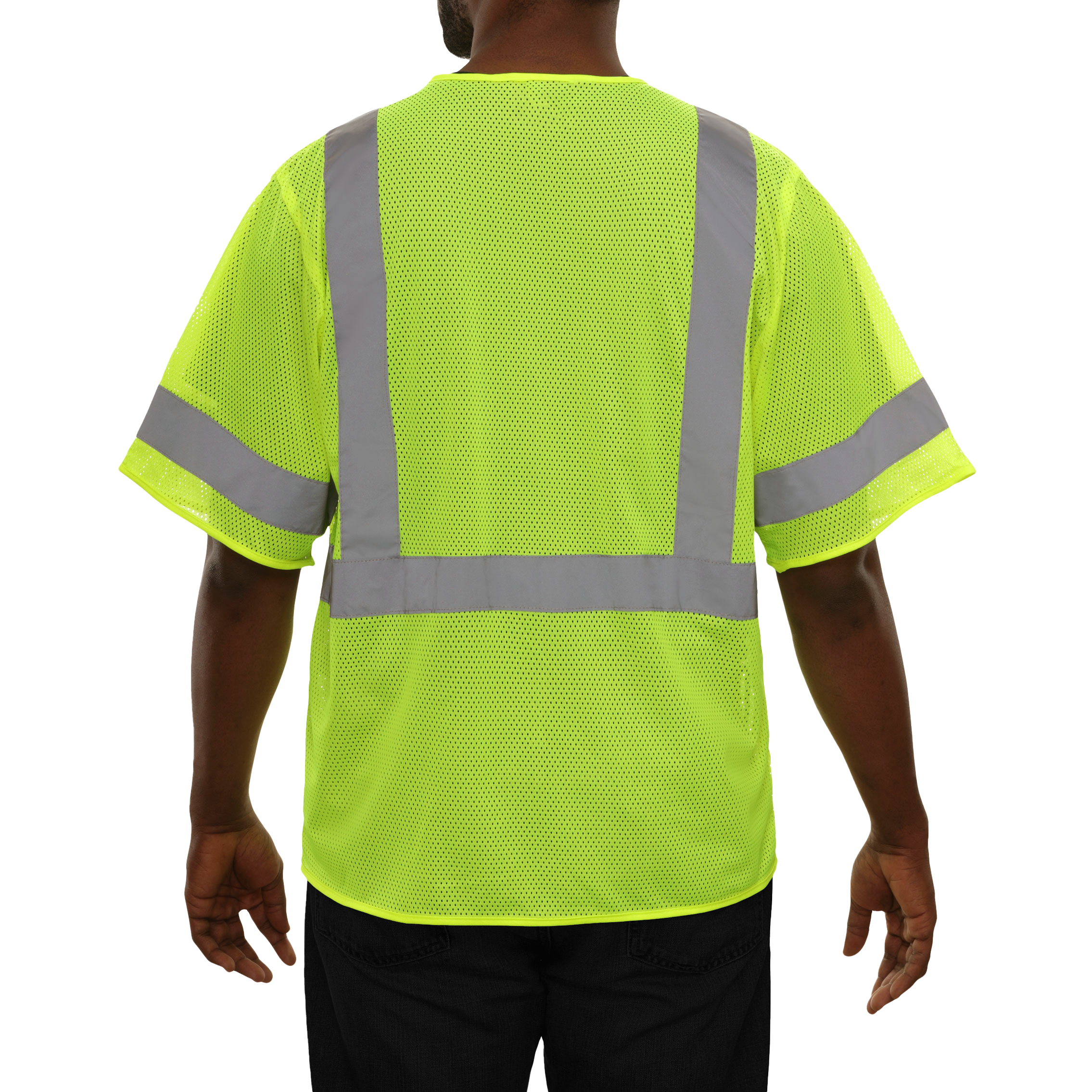Economy Safety Vest Hi Vis Vest Pocketed Zip Mesh ANSI 3