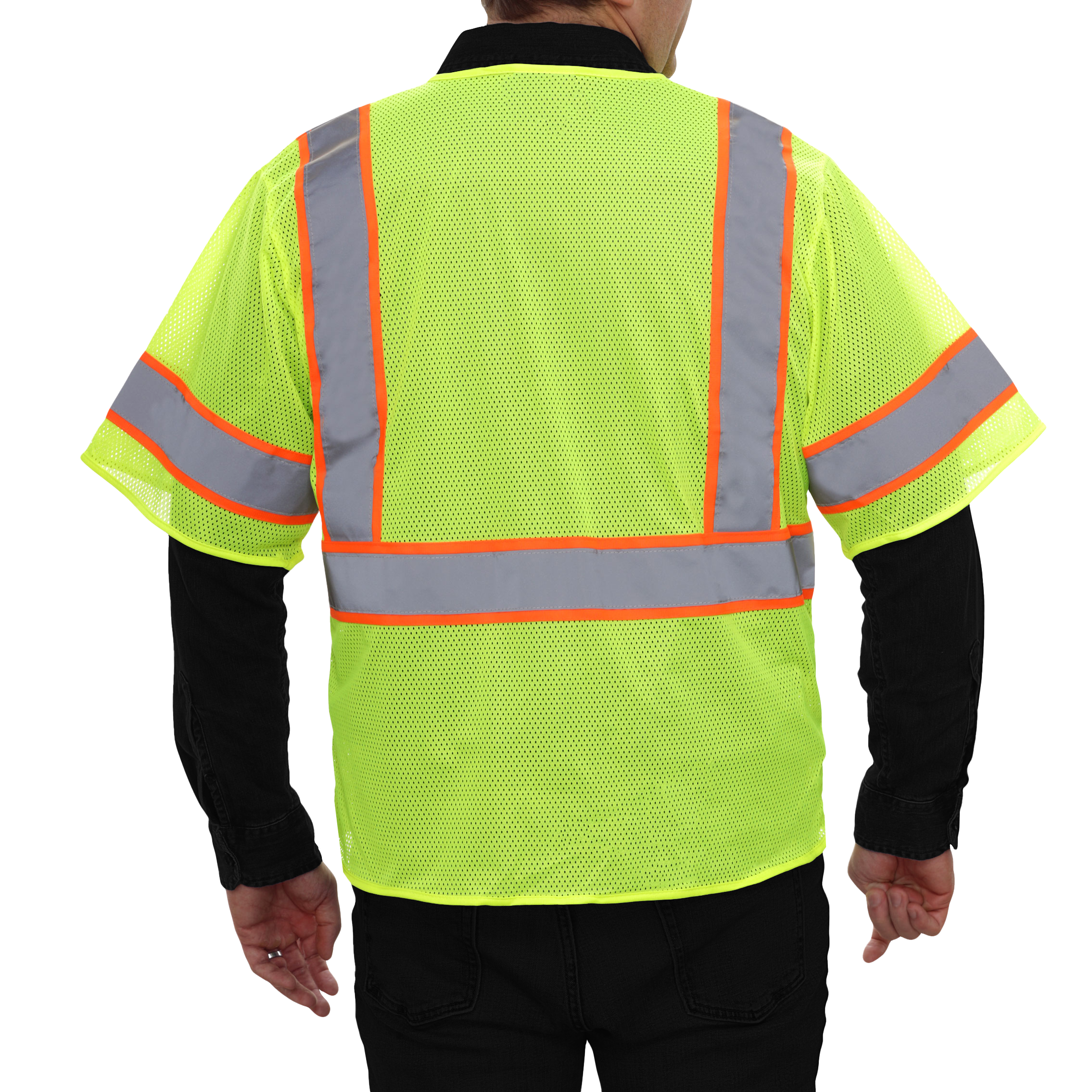 Economy Safety Vest Hi Vis Vest Zip Mesh Contrasting Tape ANSI 3
