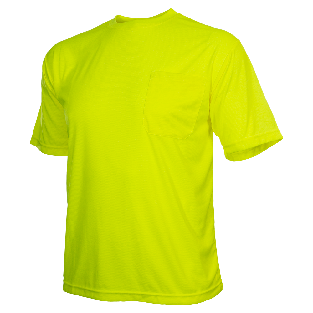 Safety Shirt Hi Vis Pocket Shirt Lime Birdseye Knit Non-ANSI