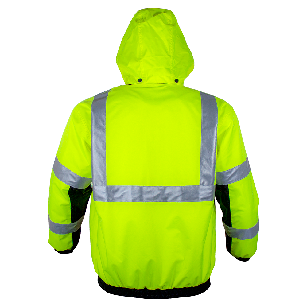 Safety Jacket Hi Vis Bomber Zip-Out Liner Breathable Waterproof Lime & Black