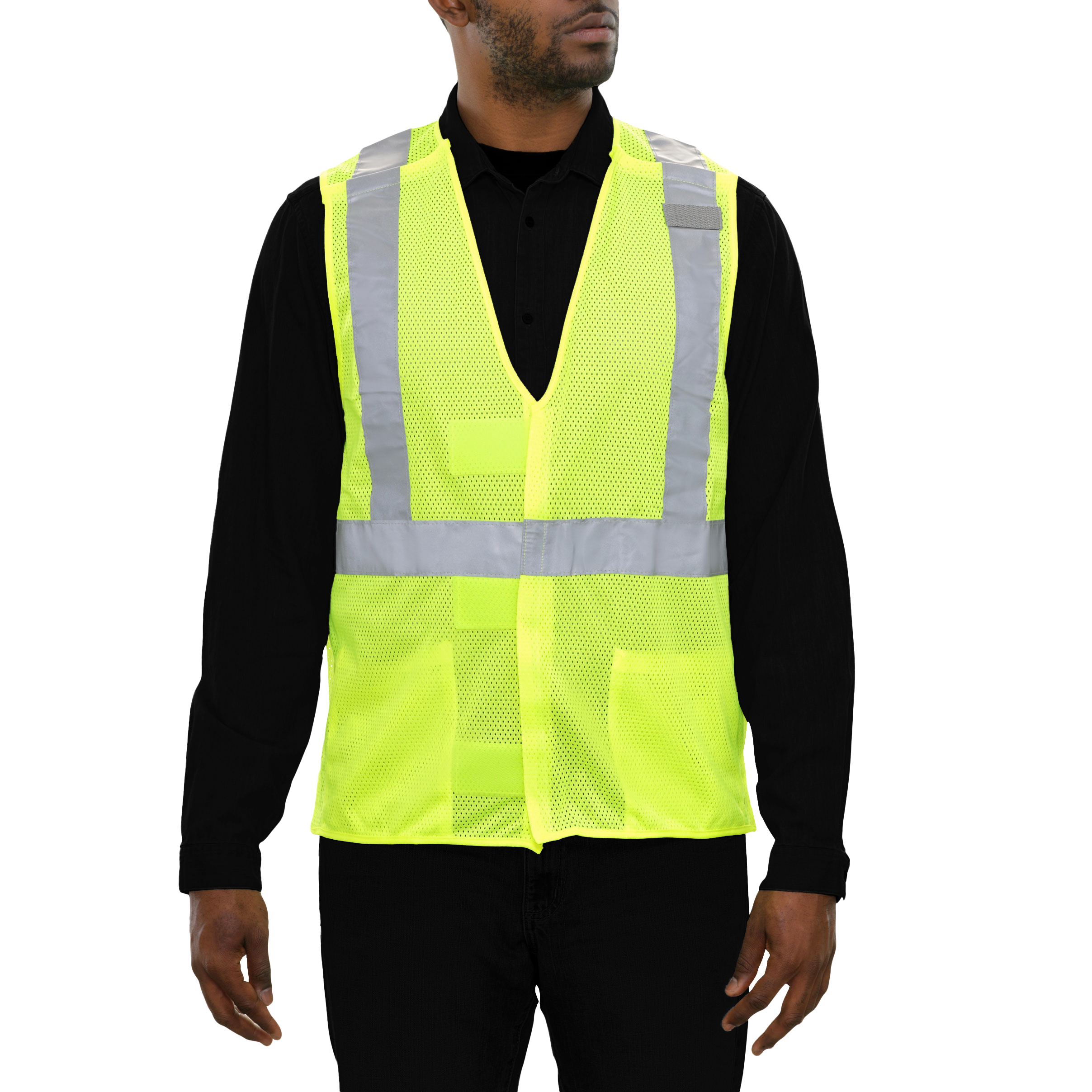 Safety Vest Hi Vis Vest X-Back Lime 5pt Breakaway Mesh ANSI 2