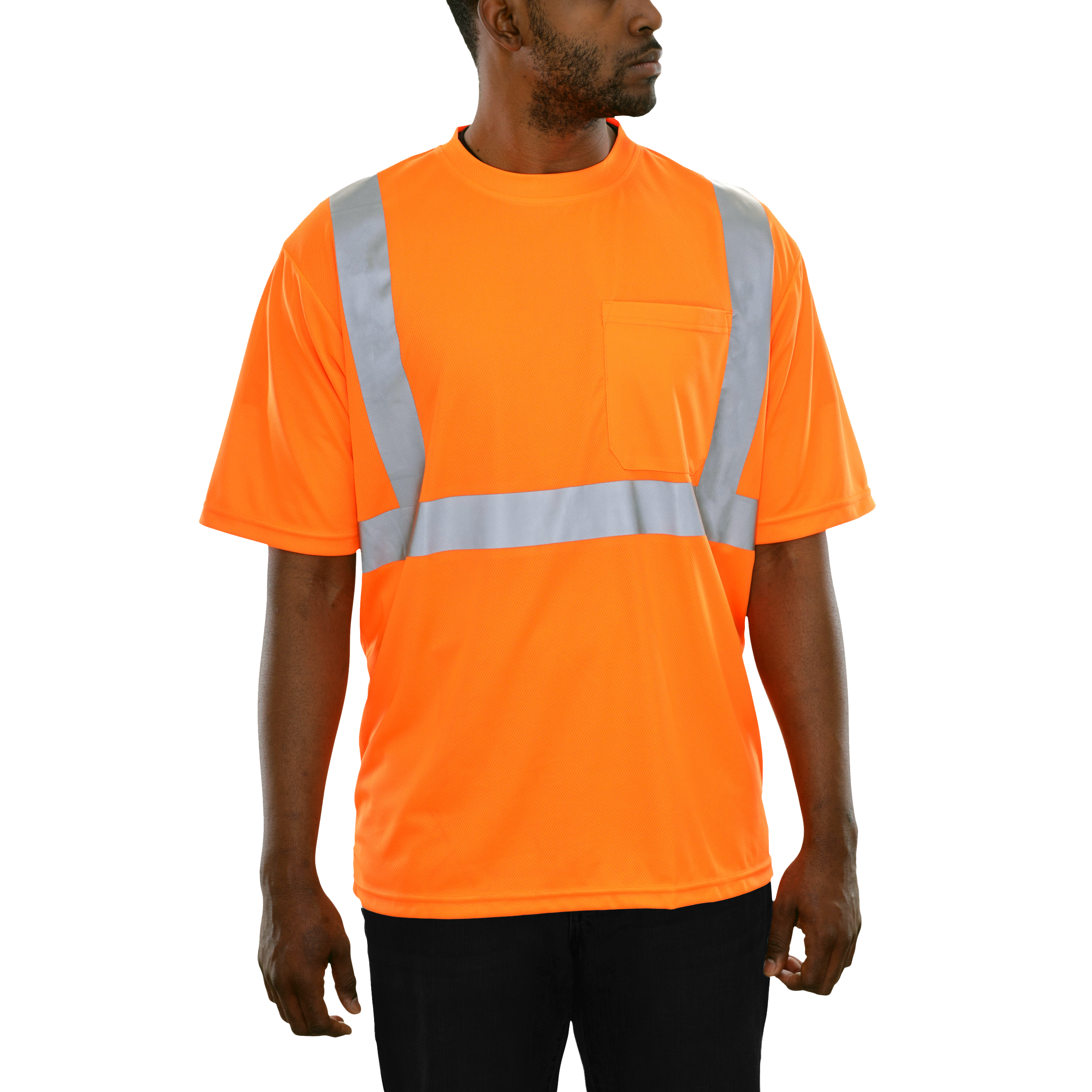 Reflective Apparel High Visibility Pocket Shirt Orange Birdseye X-Back