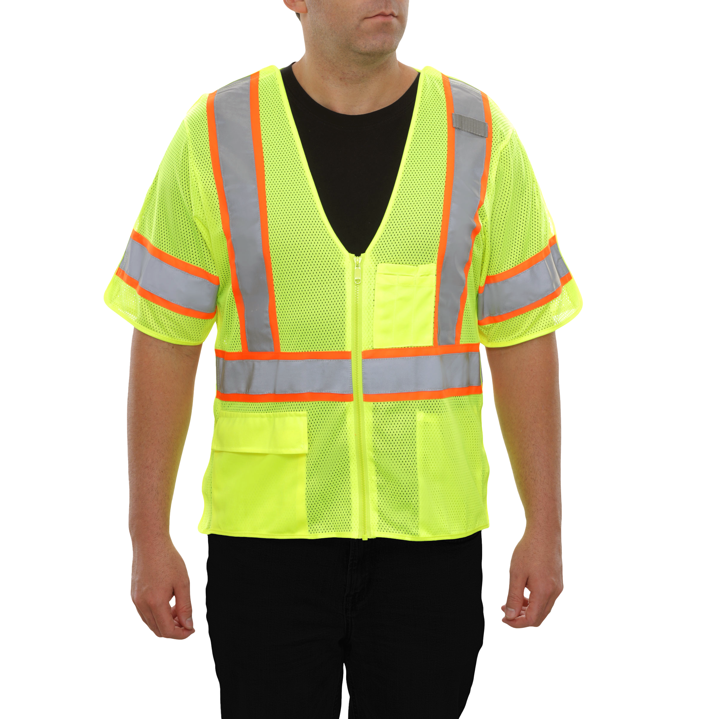 Safety Vest Hi Vis Vest 5pt Breakaway Zip Mesh ANSI 3