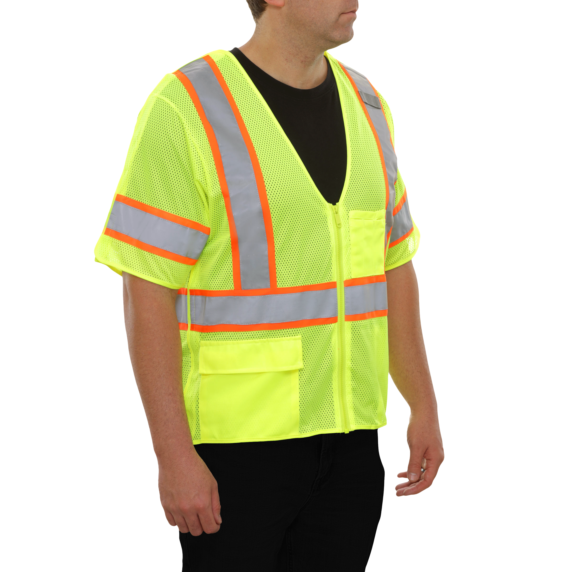 Safety Vest Hi Vis Vest 5pt Breakaway Zip Mesh ANSI 3