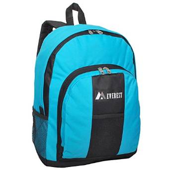 Everest Luggage Backpack with Front and Side Pockets  - Turquoise/Black