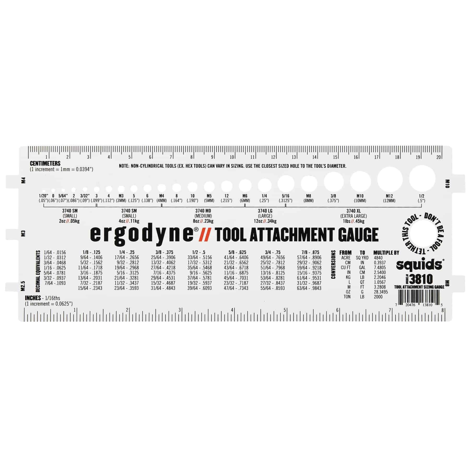 Squids 3810 Tool Attachment Sizing Gauge