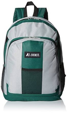 Everest Luggage Backpack with Front and Side Pockets  - Green/Gray