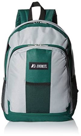 Everest Luggage Backpack with Front and Side Pockets - Green/Gray