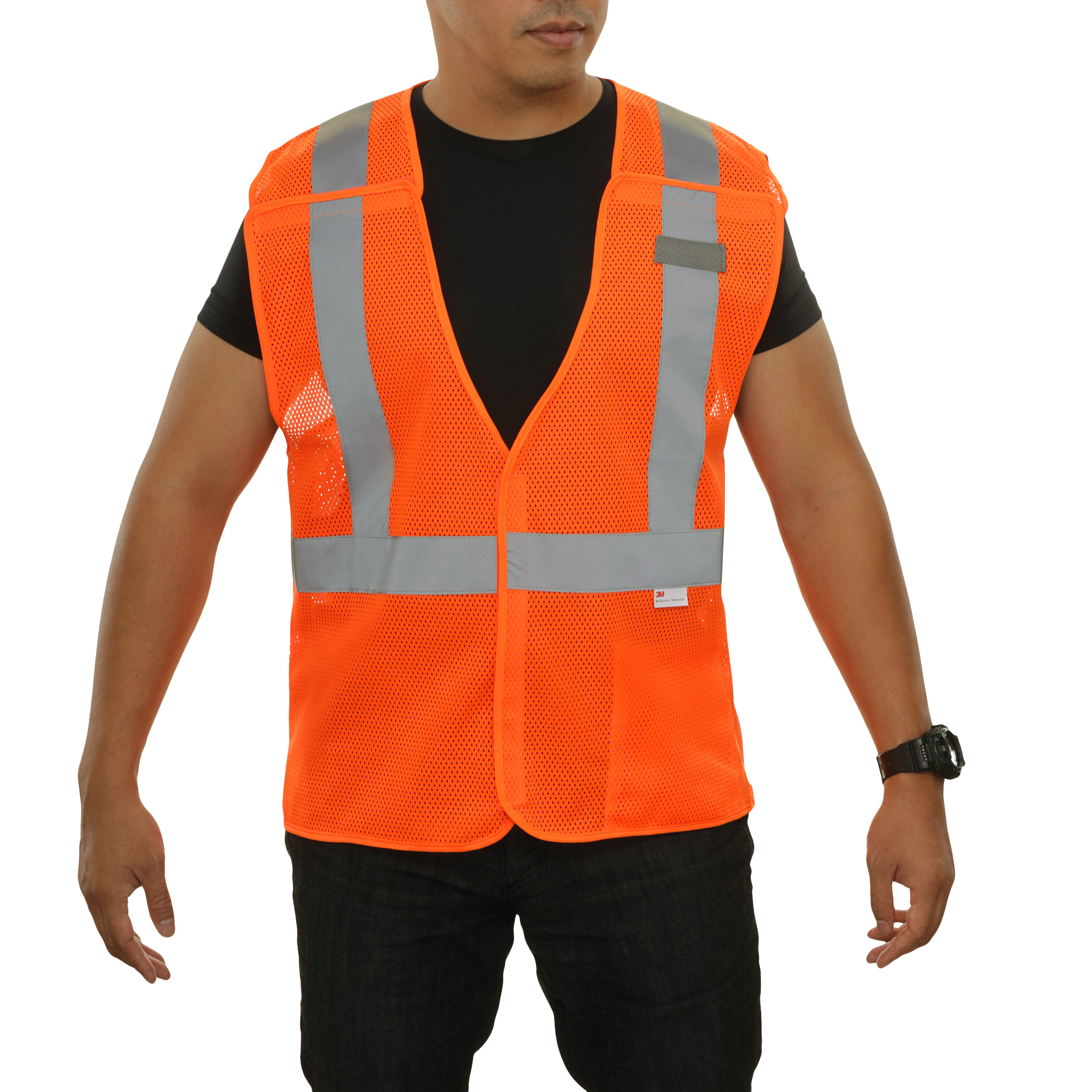 Economy Safety Vest Hi Vis Vest 5pt Breakaway Mesh Red-Orange ANSI 2