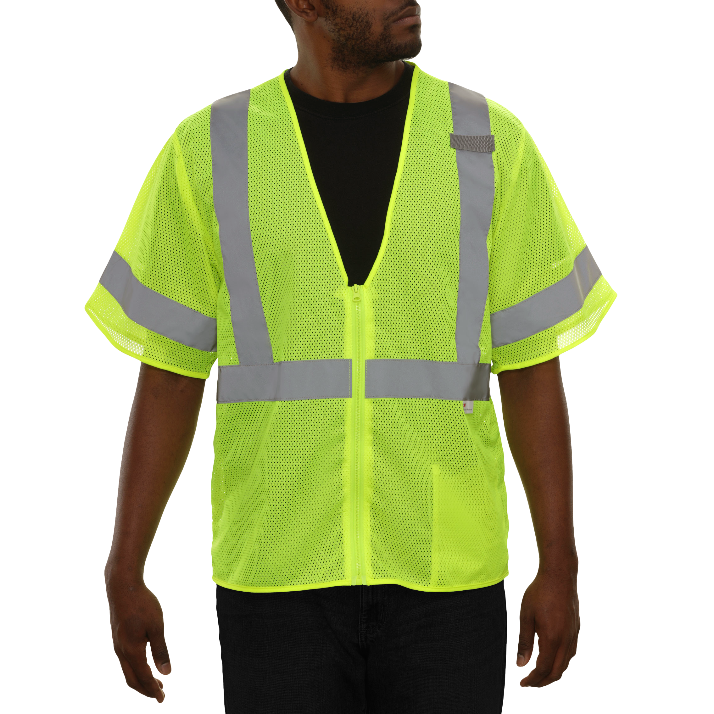 Economy Safety Vest Hi Vis Vest Pocketed Zip Mesh ANSI 3