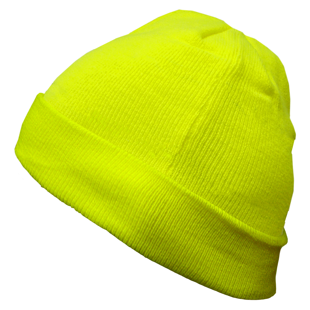 Hi Vis Lime Cuffed Knit Cap