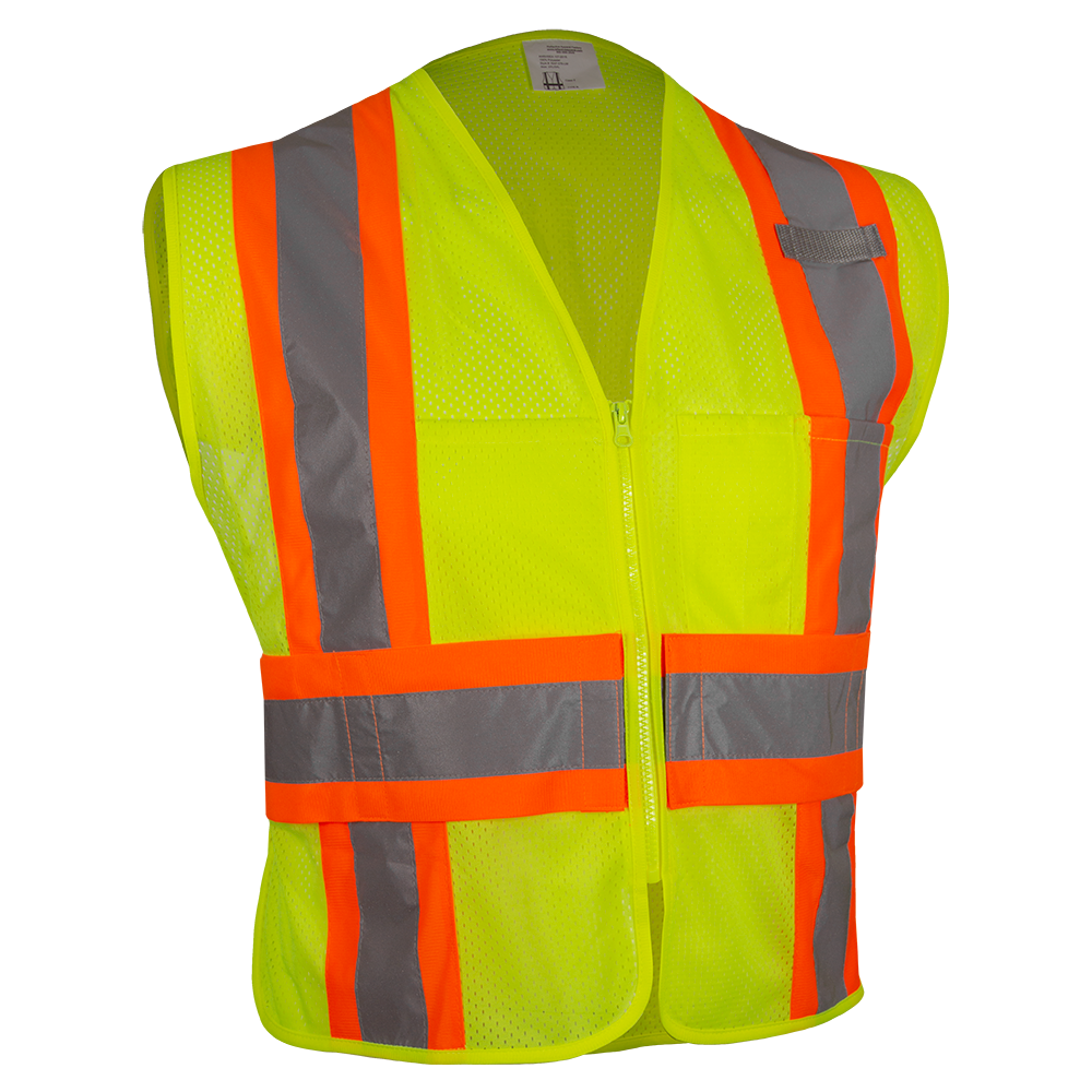 Safety Vest Hi Vis Mesh DOT Contrasting Trim in Orange Adj Side Wraps ANSI 2