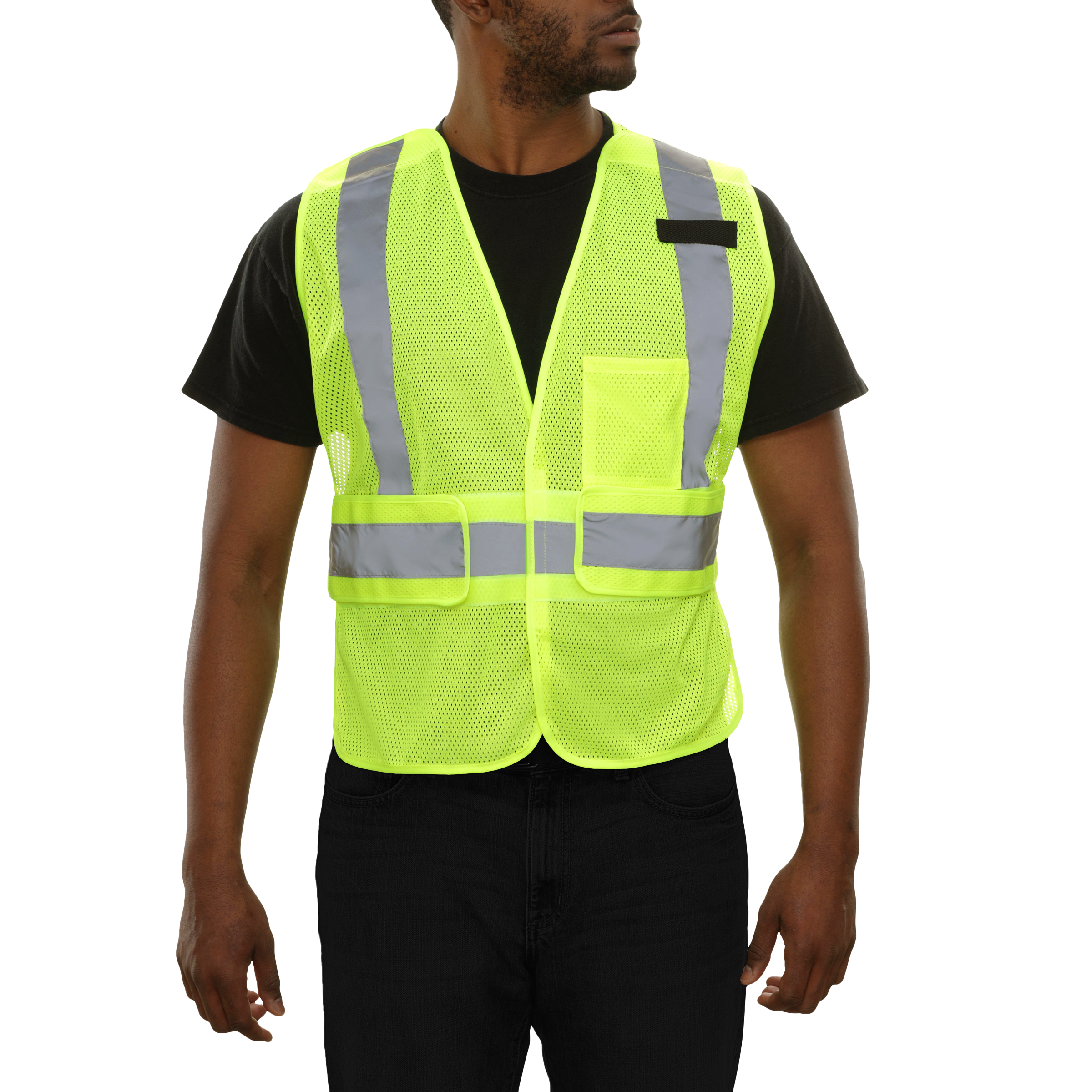 Economy Safety Vest Hi Vis Adj Side Wraps 5pt Breakaway Mesh ANSI 2